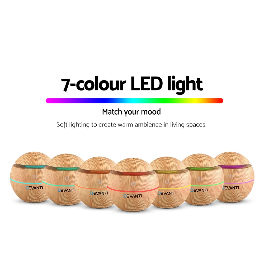 Devanti Aroma Diffuser Aromatherapy Light Wood 130ml - Image 5