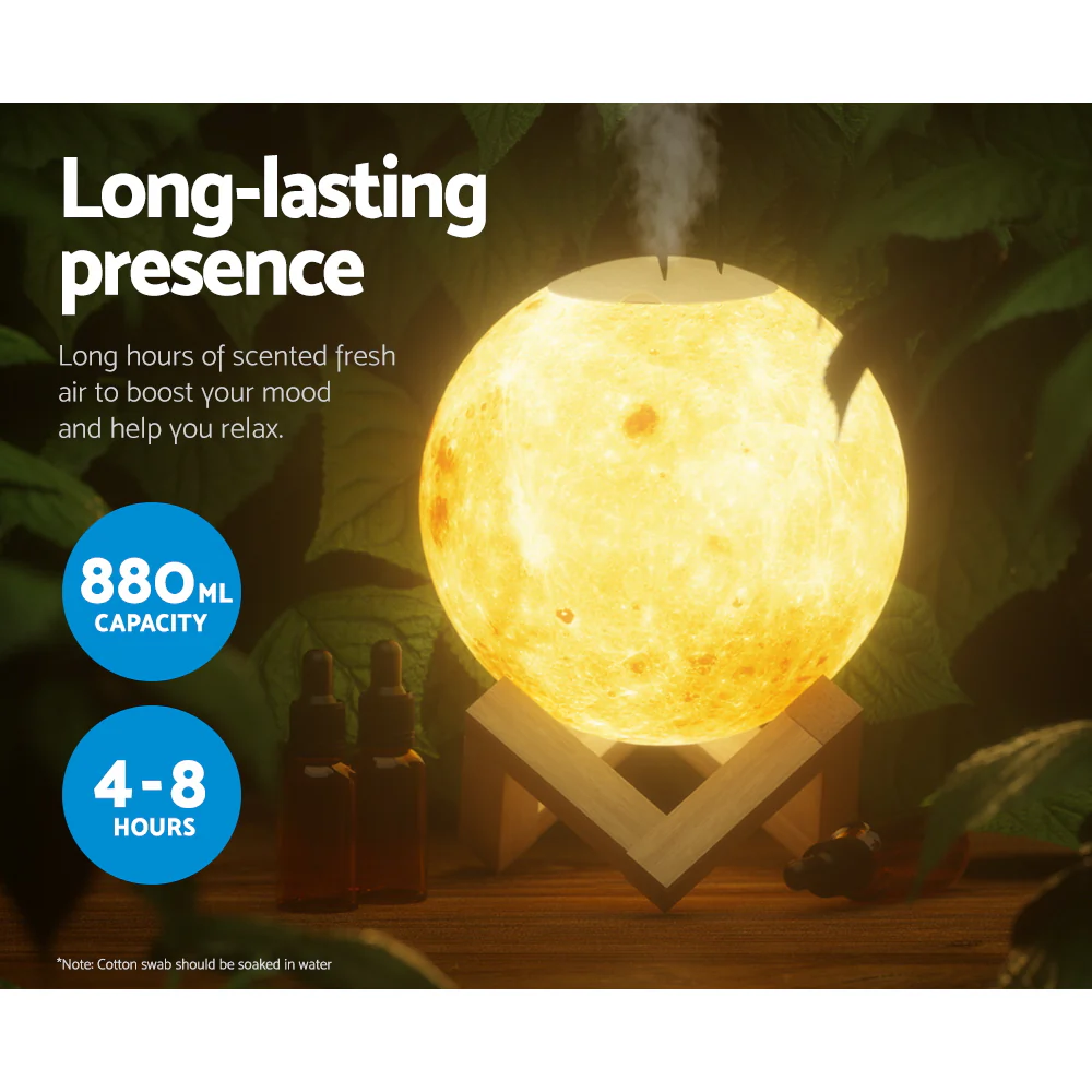 Devanti Aroma Diffuser Aromatherapy Moon Lamp 880ml - Image 6