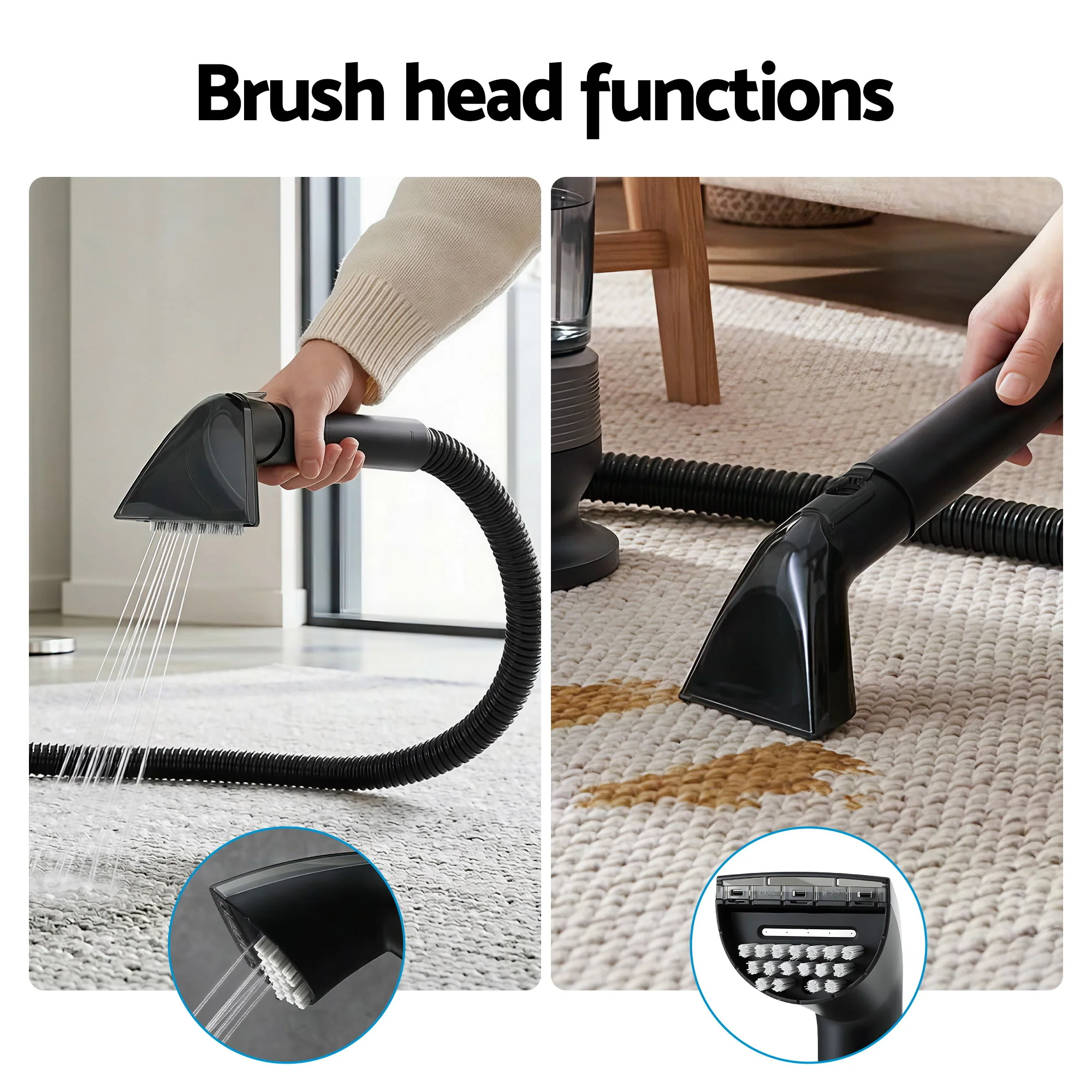 Devanti Carpet Washer Handheld Vacuum Cleaner 1700W 11kpa Rapid Heating Black - Image 4