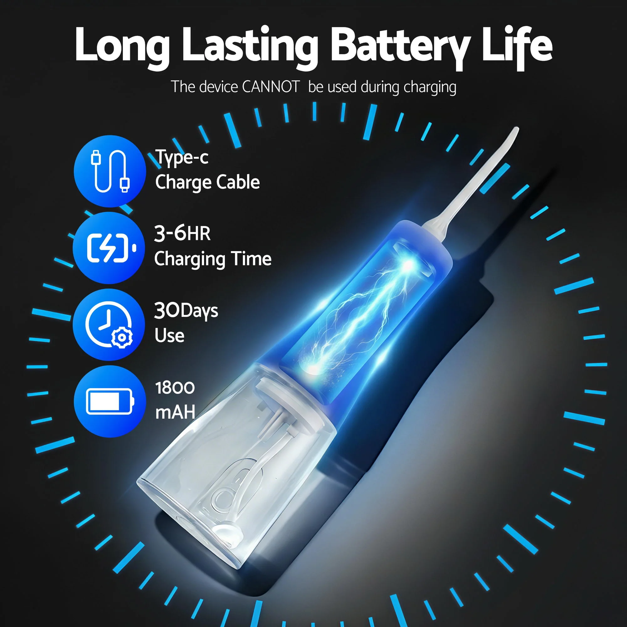 Devanti Cordless Water Flosser Dental Oral Irrigator (White) - Image 7