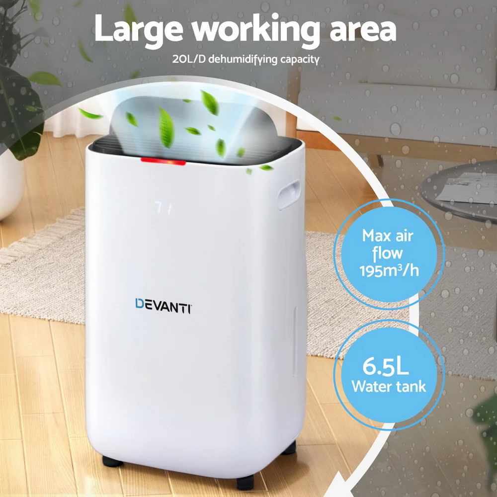 Devanti Dehumidifier 20L Air Purifier (White) - Image 4