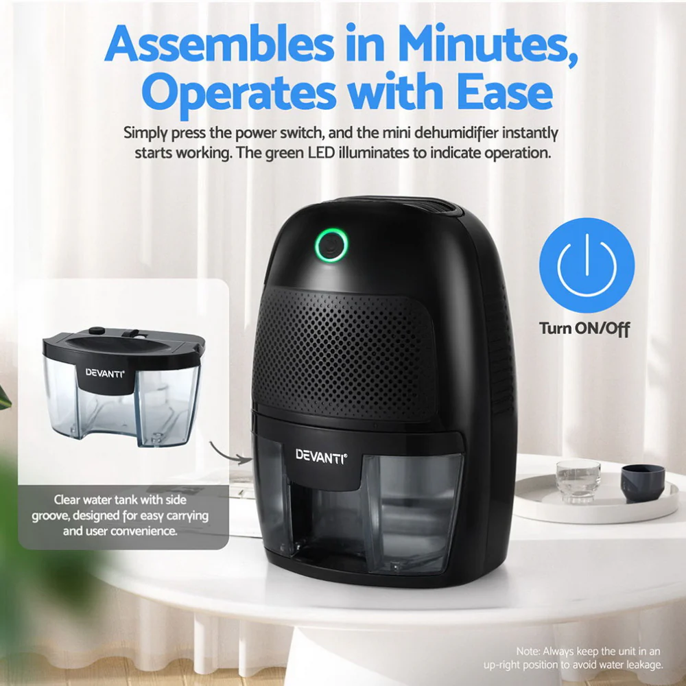 Devanti Dehumidifier 600ML Air Purifier (Black) - Image 6