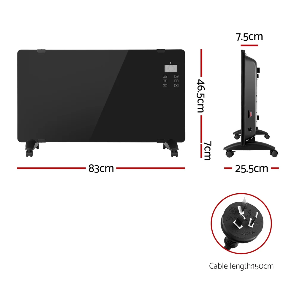 Devanti Electric Convection Heater Black 2000W - Image 2