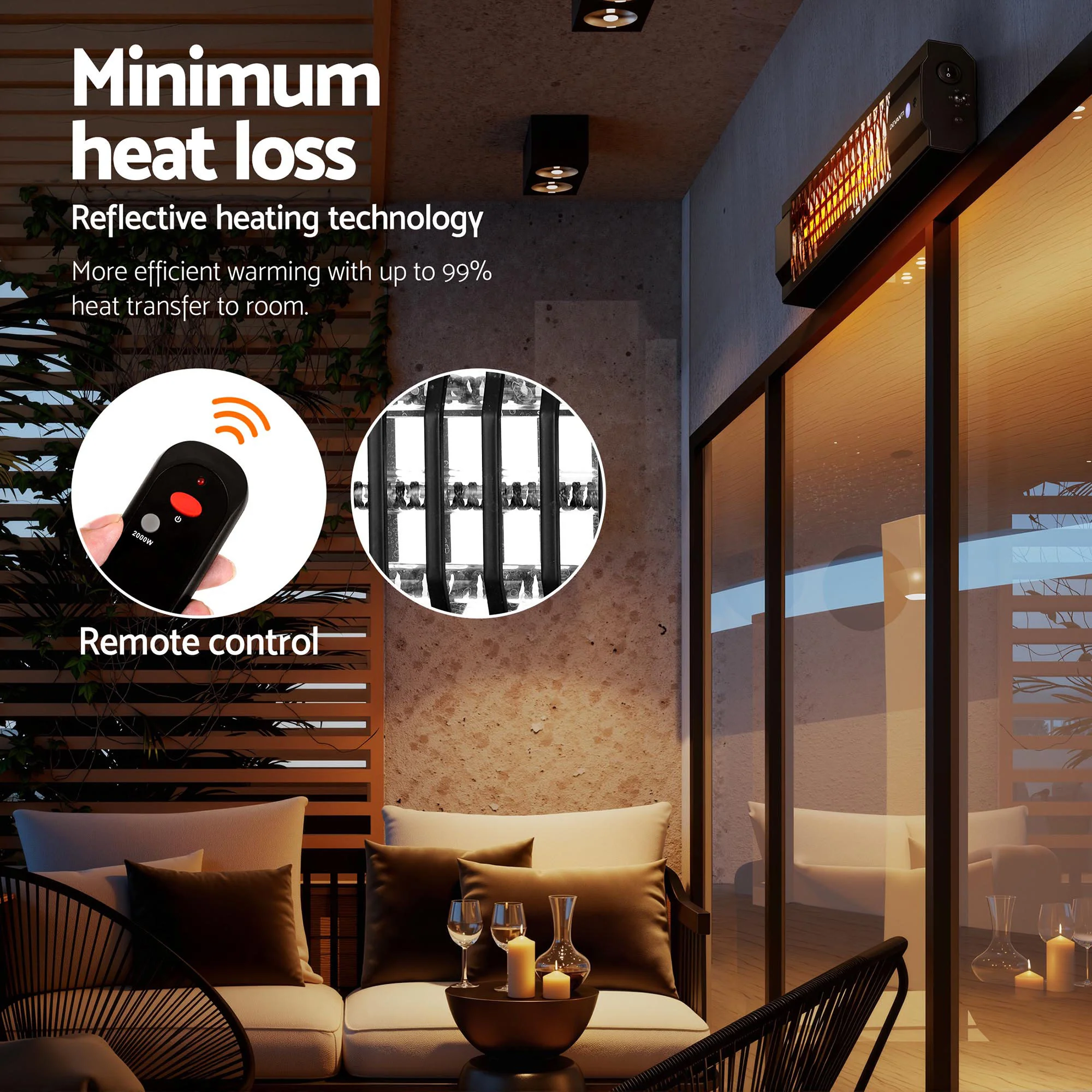 Devanti Electric Strip Heater Radiant Heaters 2000W - Image 6