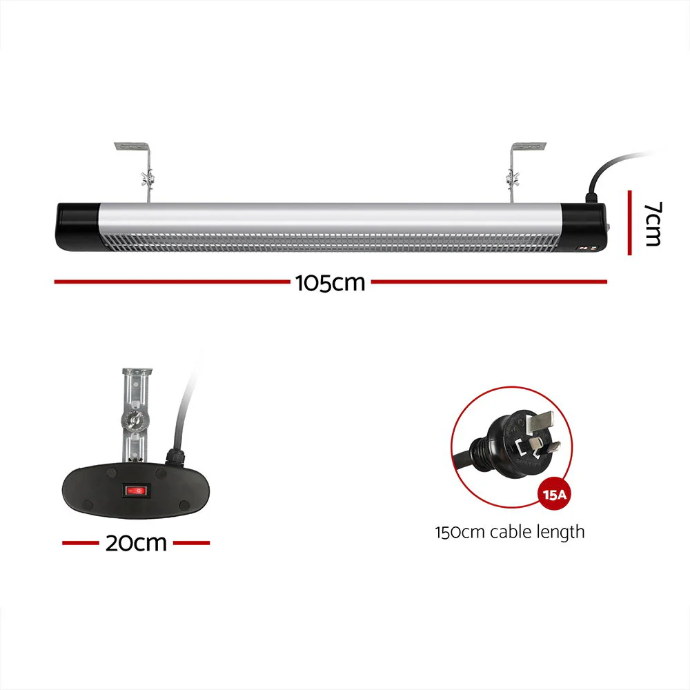 Devanti Electric Strip Heater Radiant Heaters 3000W - Image 2
