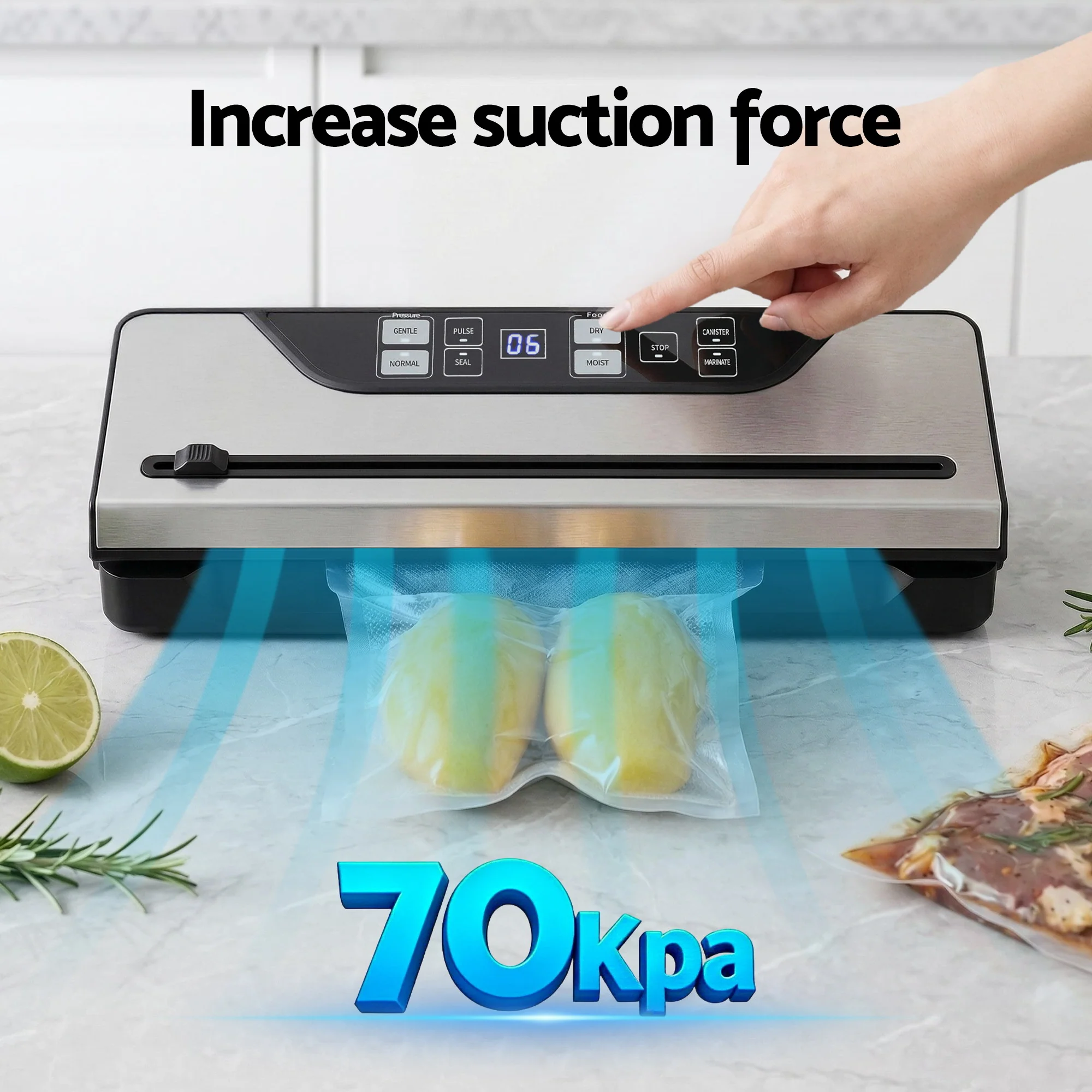 Devanti Food Vacuum Sealer Machine Auto Seal Slide Cutter 9 Modes Marinate Black - Image 7