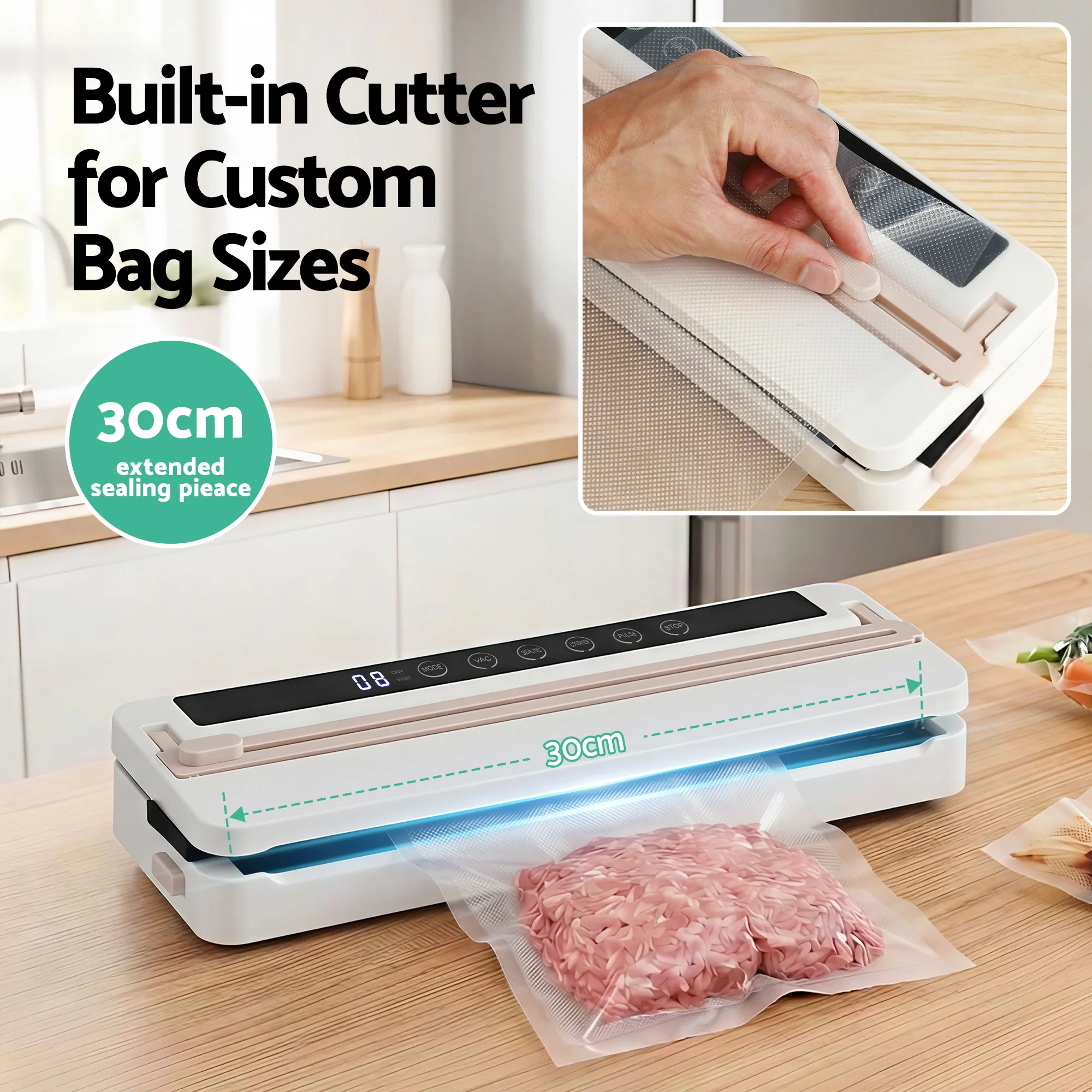 Devanti Food Vacuum Sealer Machine Fresh Storage Auto Seal Slide Cutter 6 Modes White - Image 6