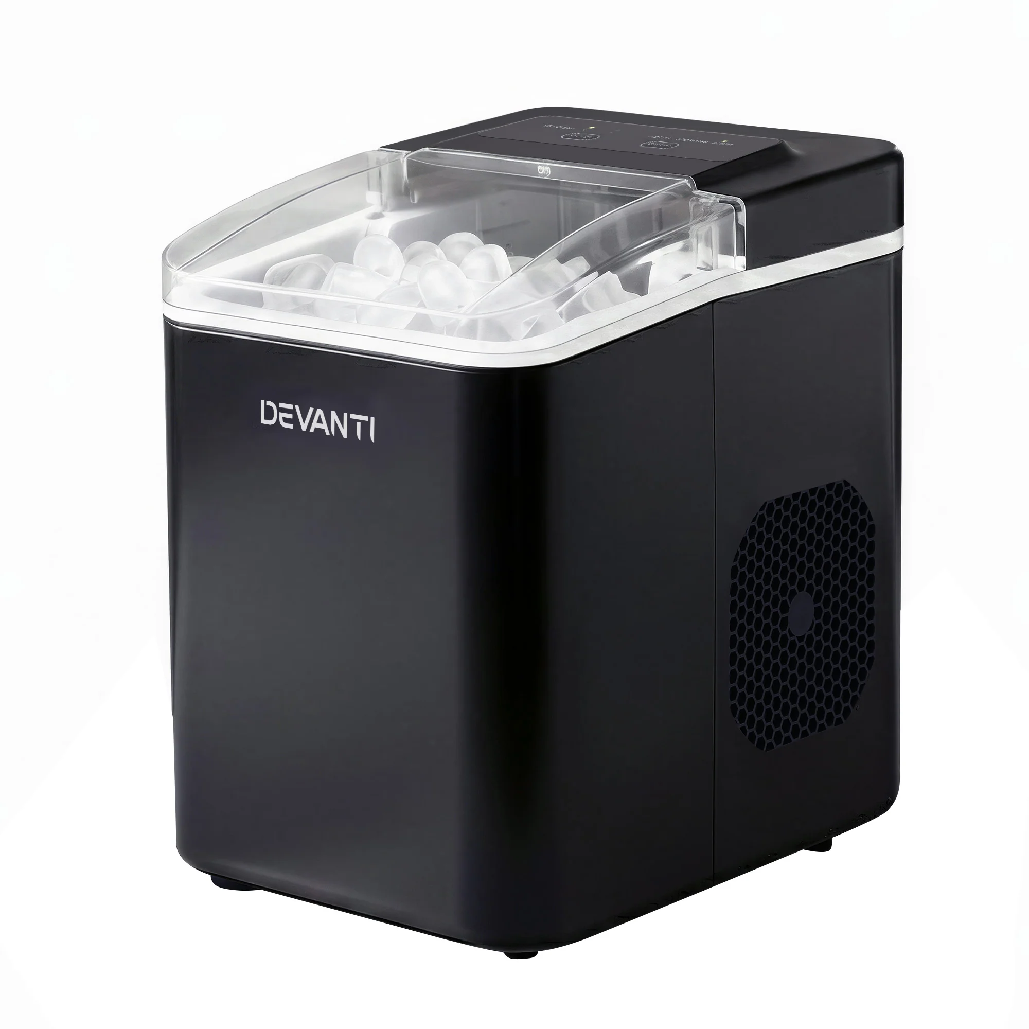 Devanti Ice Maker Machine Portable 12kg Countertop with Self-cleaning 1.2L (Black)