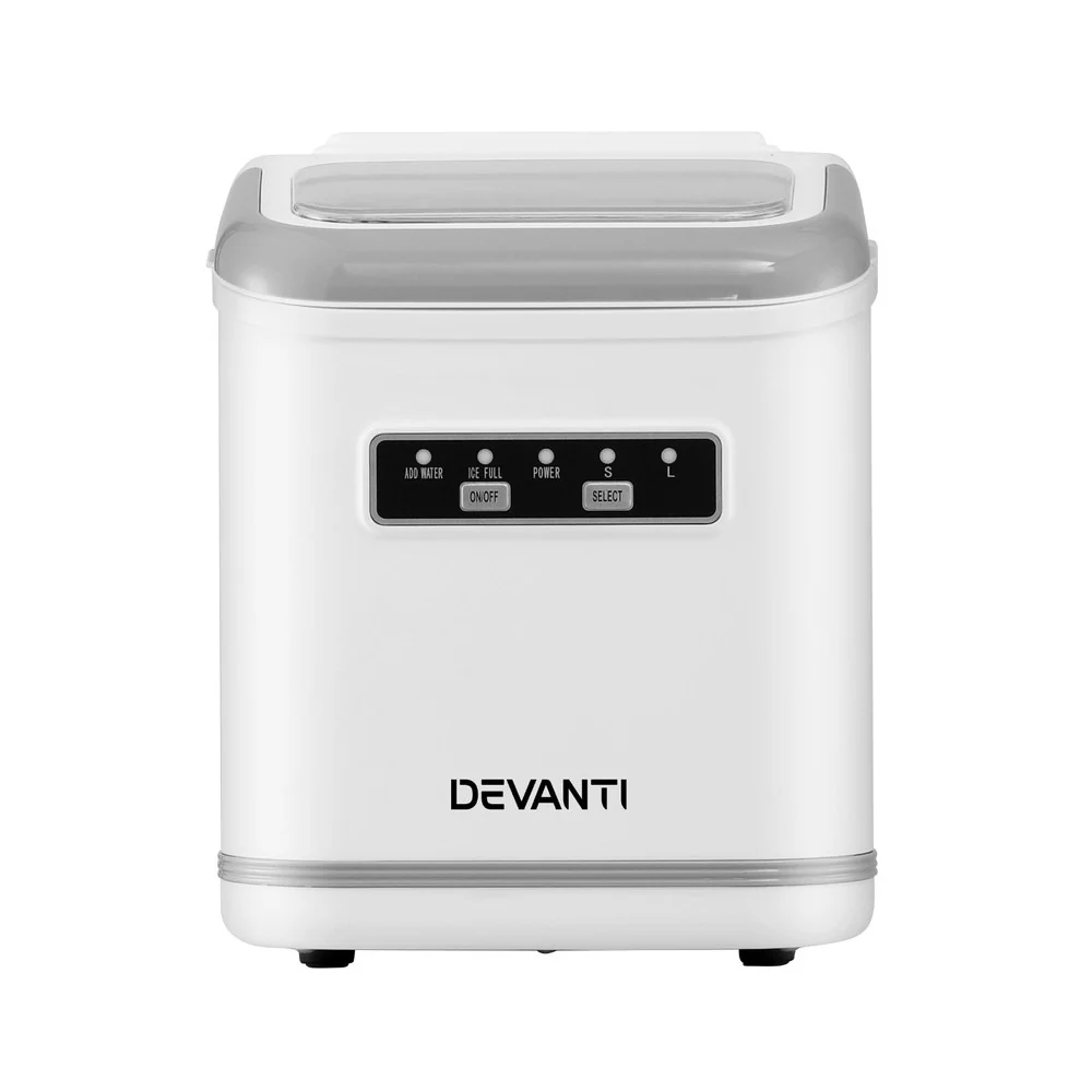 Devanti Ice Maker Machine Portable 12kg Countertop with Self-cleaning 1.3L (White) - Image 3