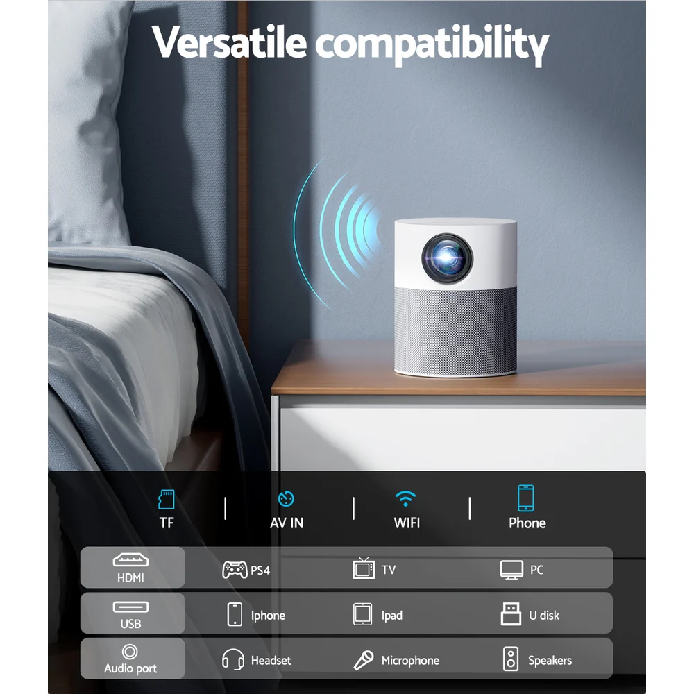 Devanti Portable Mini Video Projector 1080P Wifi Home Theater HDMI Carry Bag - Image 7