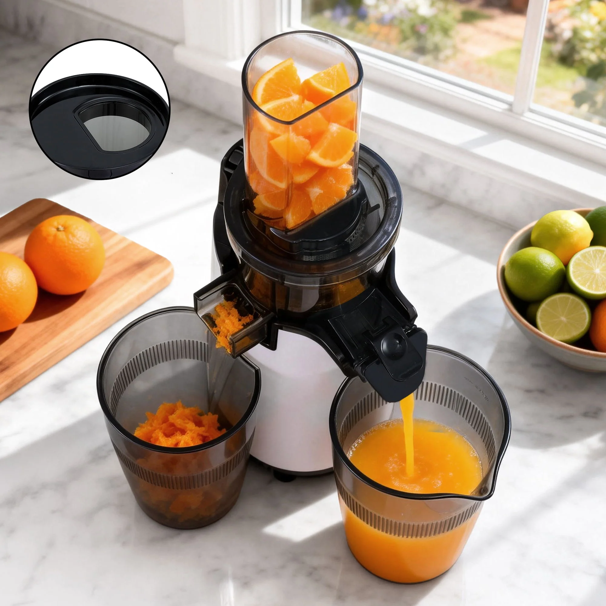 Devanti Slow Juicer Cold Press Fruit Juice Extractor 130W (White) - Image 5