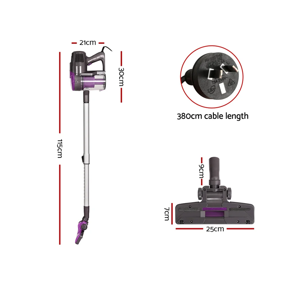 Devanti Stick Vacuum Cleaner Bagless Corded 500W (Purple) - Image 2