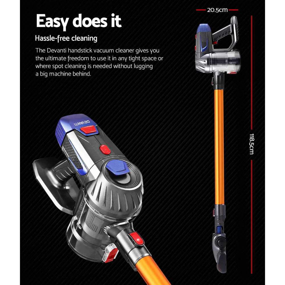 Devanti Stick Vacuum Cleaner Bagless Cordless 150W (Gold) - Image 2