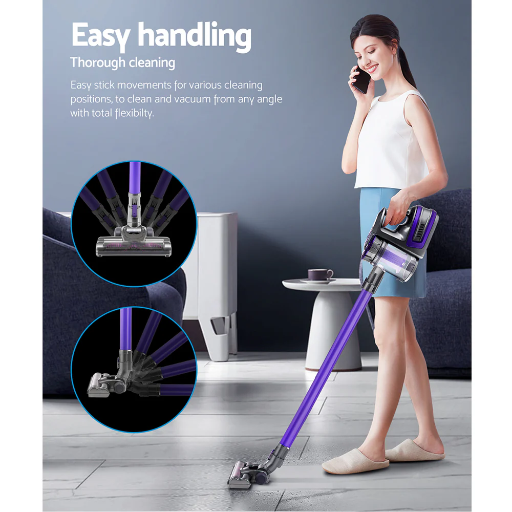 Devanti Stick Vacuum Cleaner Bagless Cordless 150W (Purple) - Image 3