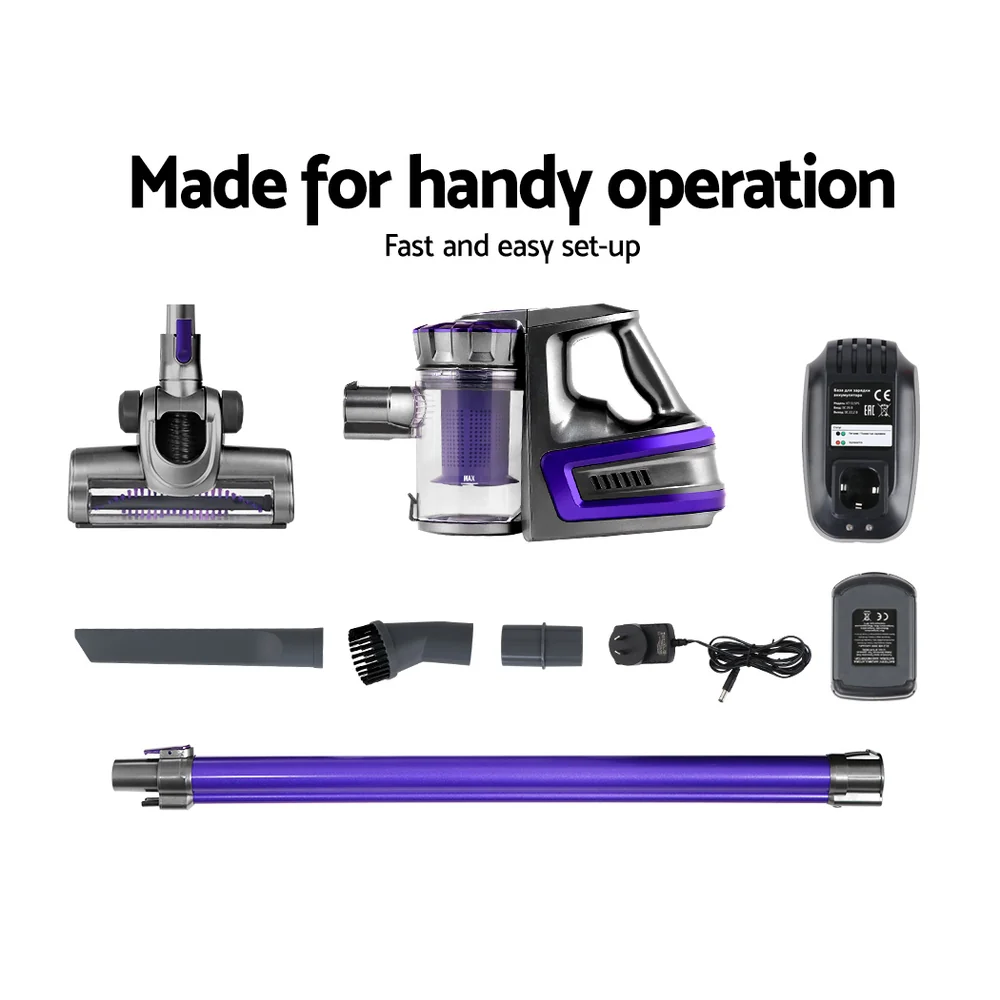 Devanti Stick Vacuum Cleaner Bagless Cordless 150W (Purple) - Image 6