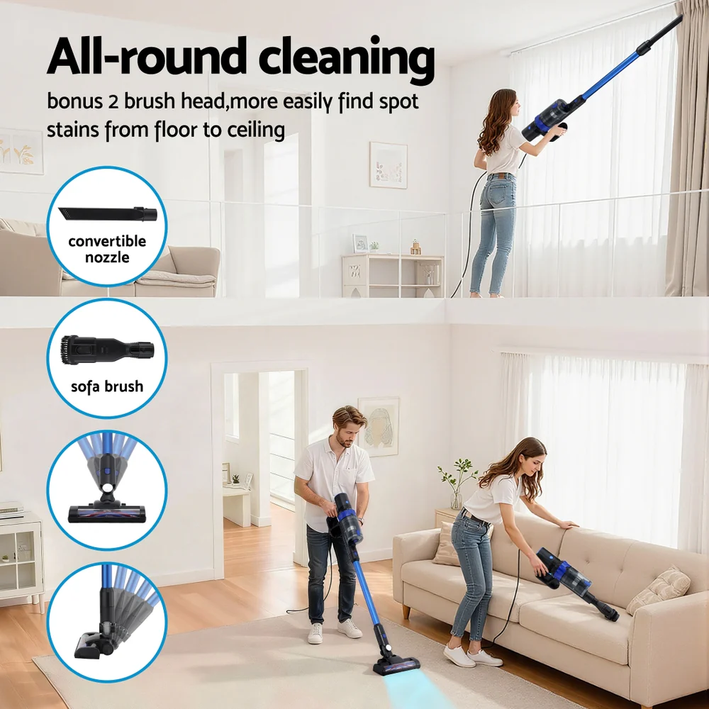 Devanti Stick Vacuum Cleaner Brushless Cordless 350W (Blue) - Image 5