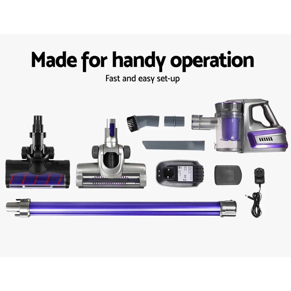 Devanti Stick Vacuum Cleaner Cordless Roller Brush 150W Purple - Image 7