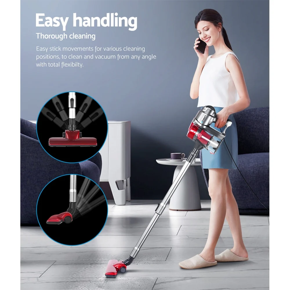 Devanti Stick Vacuum Cleaner Handheld Corded 450W (Red) - Image 4
