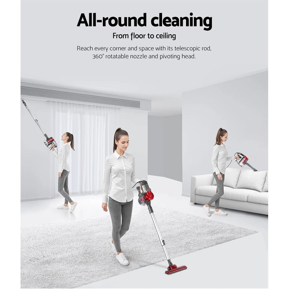 Devanti Stick Vacuum Cleaner Handheld Corded 450W (Red) - Image 5