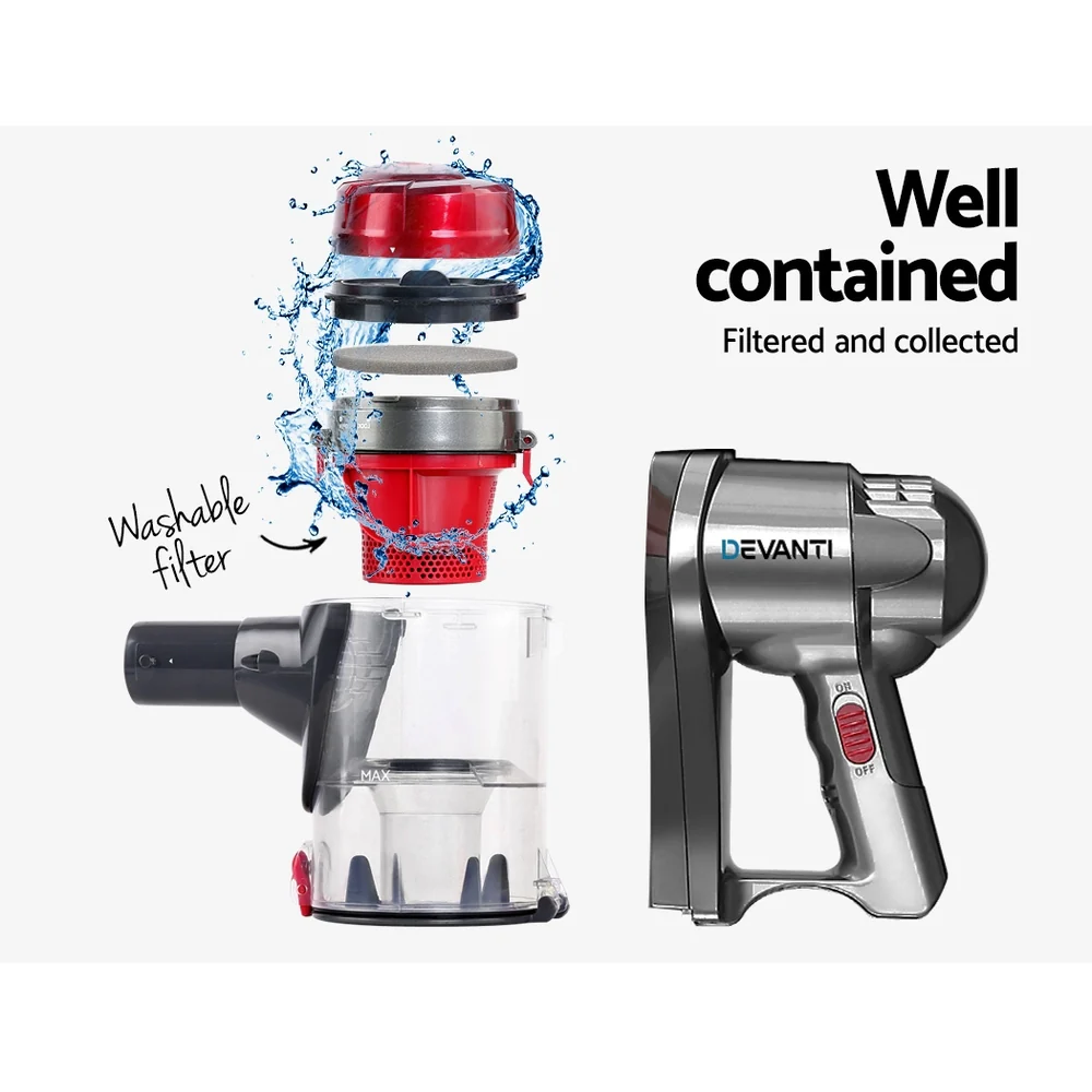 Devanti Stick Vacuum Cleaner Handheld Corded 450W (Red) - Image 6