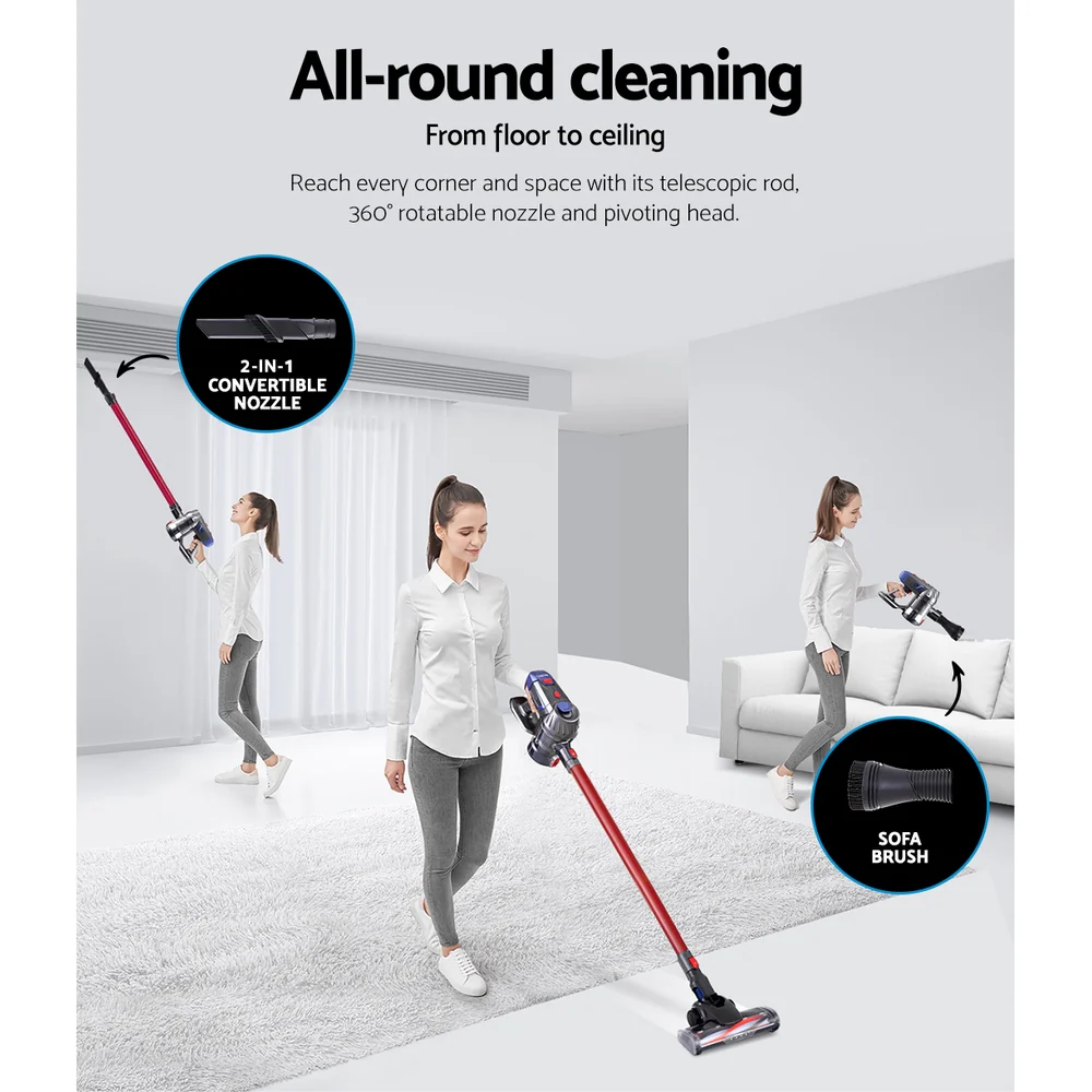 Devanti Stick Vacuum Cleaner HEPA Filter Red 150W - Image 6