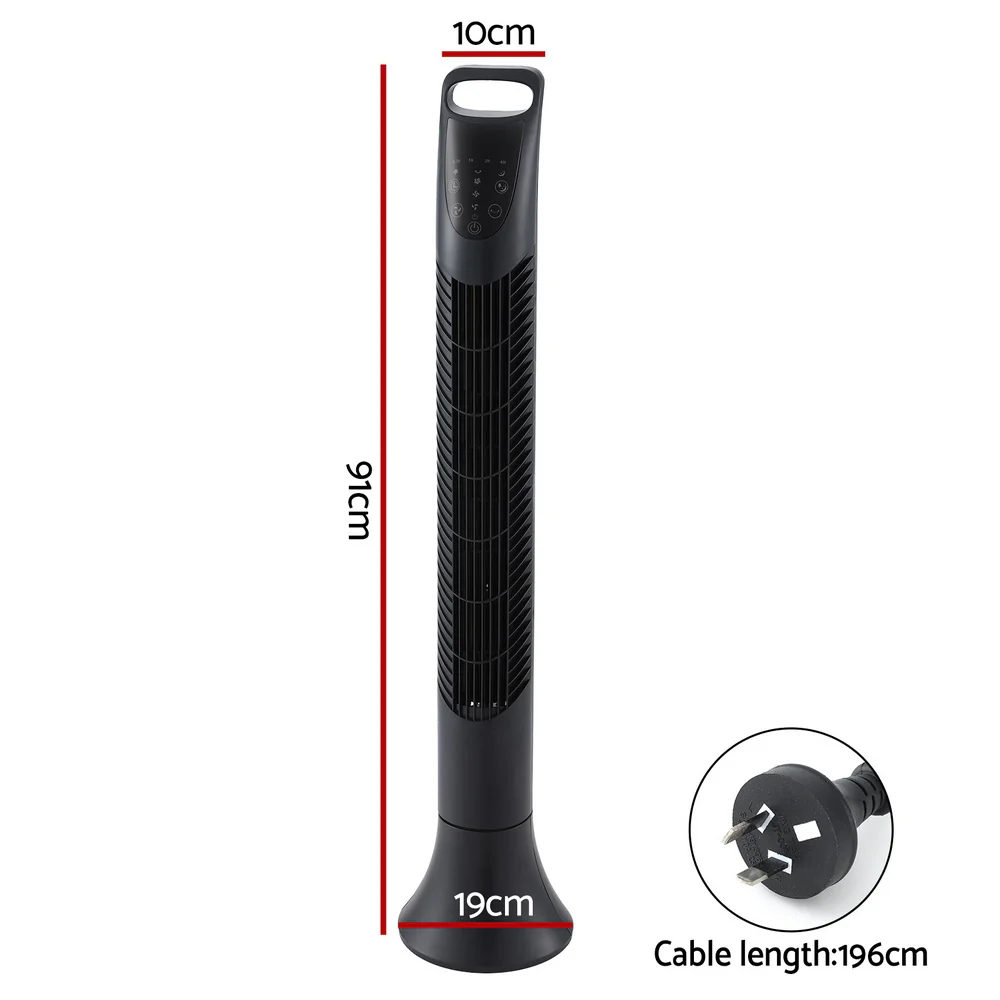 Devanti Tower Fan Oscillating 3 Speeds with Remote 91cm - Image 2