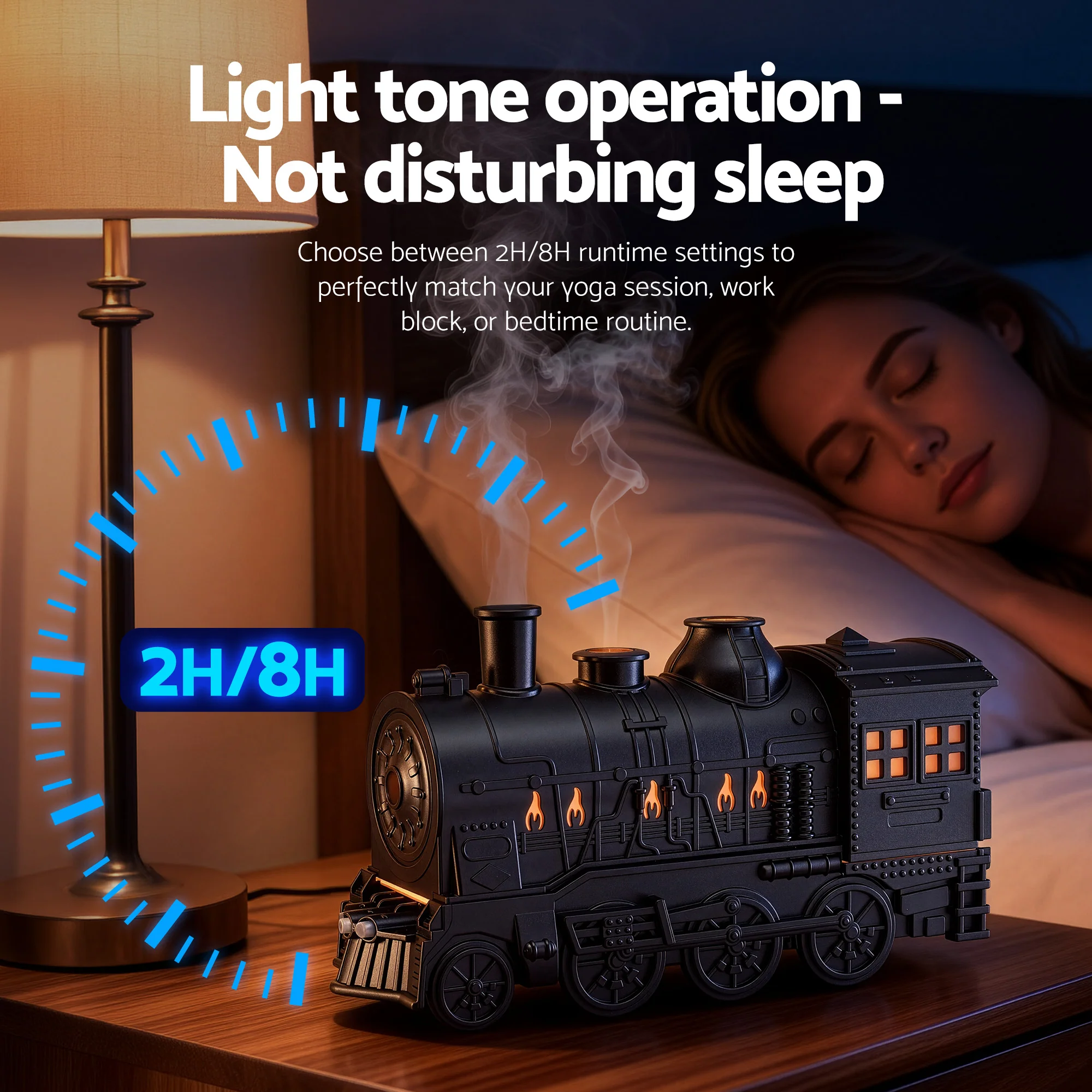 Devanti Train Aroma Diffuser Essential Oil Humidifier 300ml Smoke Ring LED Timer - Image 7