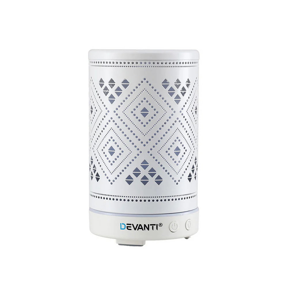 Devanti Ultrasonic Aroma Diffuser Aromatherapy 100ml LED Lights Iron Humidifier Forest - Image 4