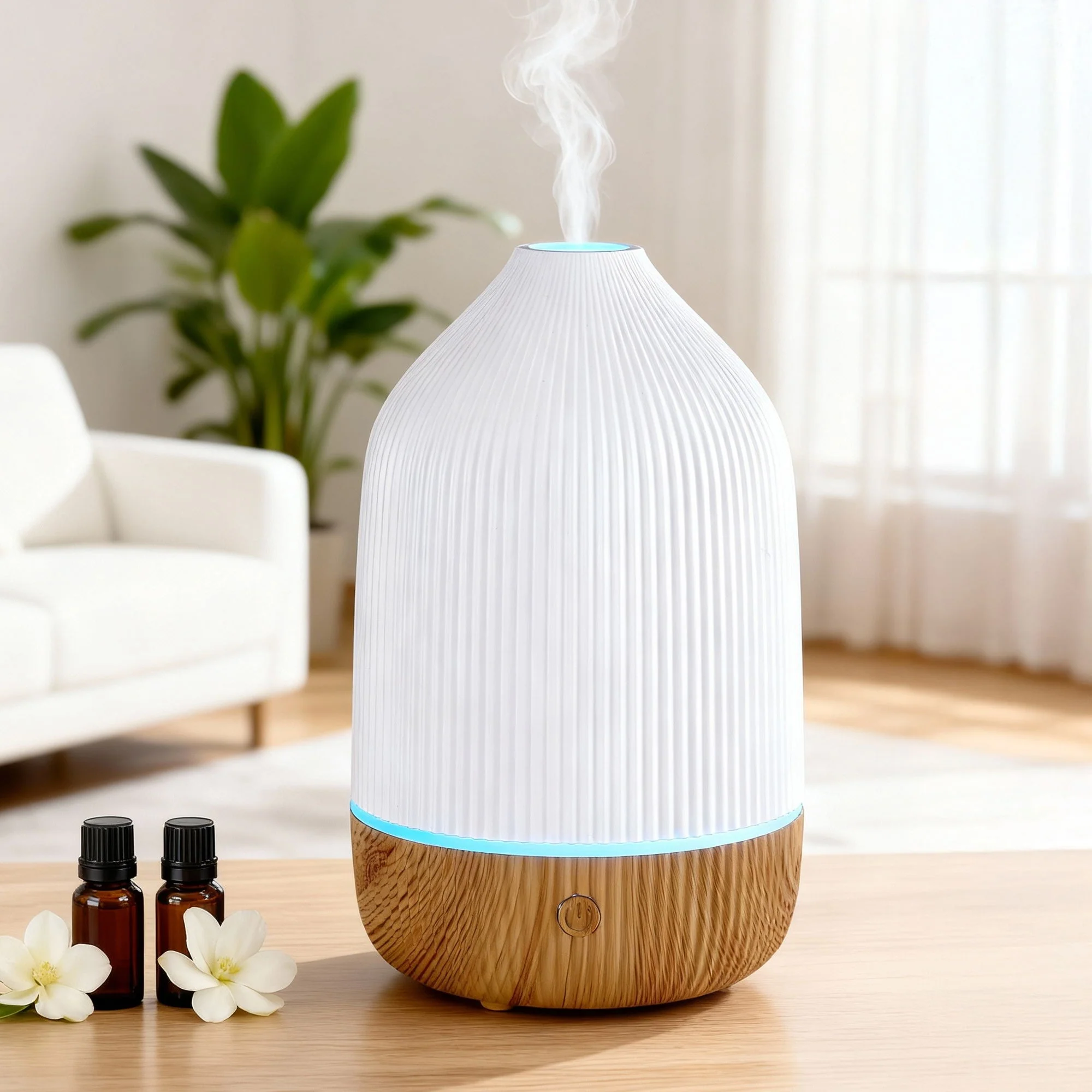 Devanti Ultrasonic Aroma Diffuser Aromatherapy 100ml LED Lights Iron Humidifier Forest - Image 2