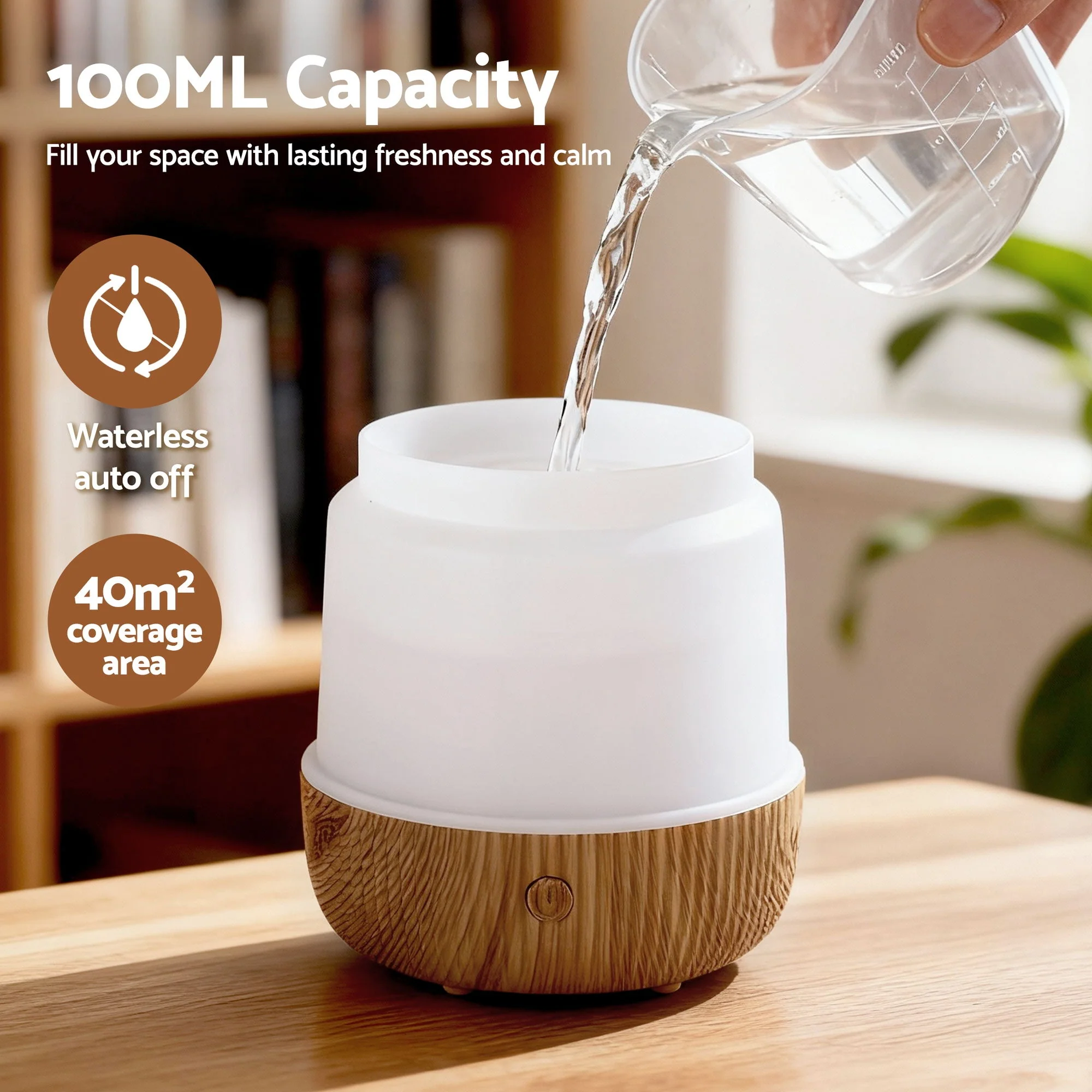 Devanti Ultrasonic Aroma Diffuser Aromatherapy 100ml LED Lights Iron Humidifier Forest - Image 7