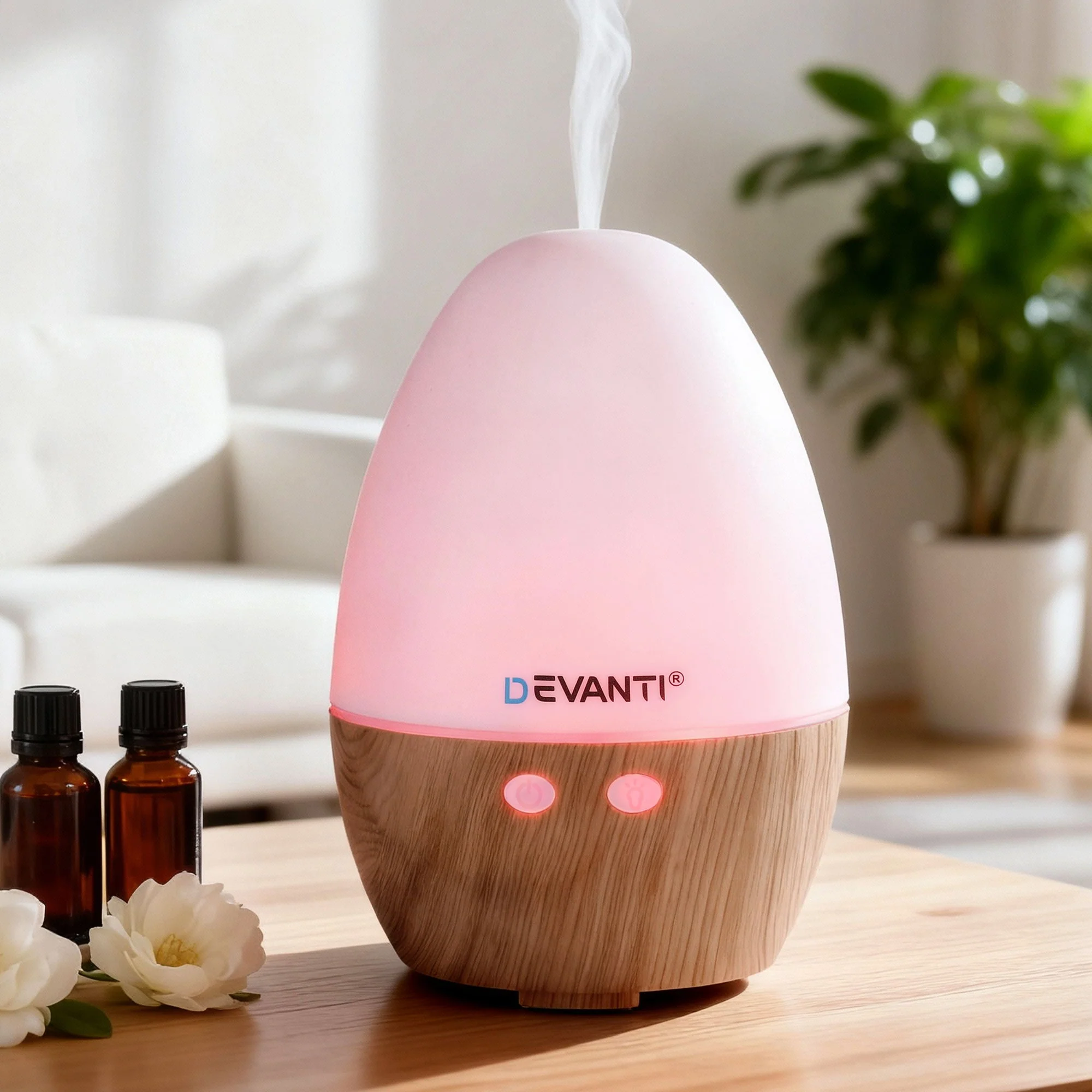 Devanti Ultrasonic Aroma Diffuser Aromatherapy 130ml LED Lights Iron Humidifier Forest - Image 2