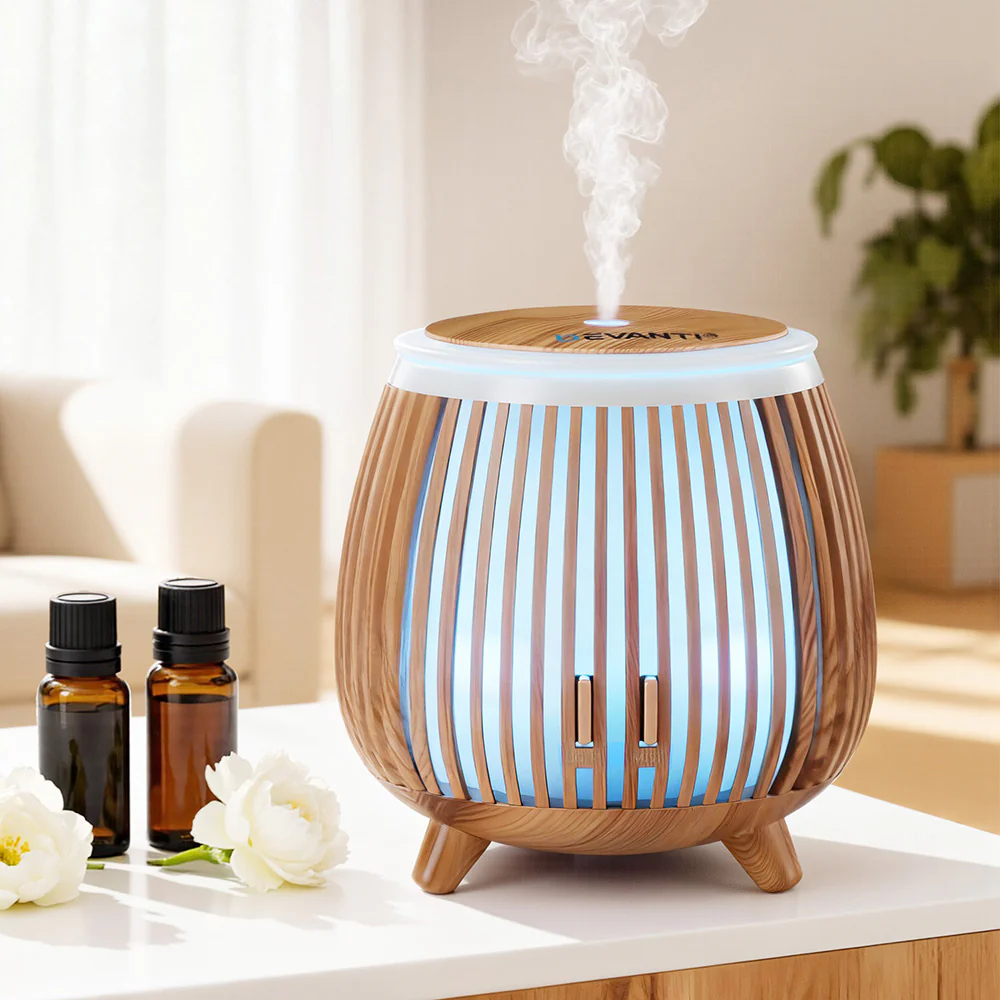 Devanti Ultrasonic Aroma Diffuser Aromatherapy 140ml LED Lights Iron Humidifier Forest Deep Wood - Image 2