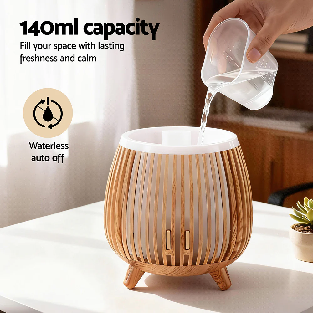 Devanti Ultrasonic Aroma Diffuser Aromatherapy 140ml LED Lights Iron Humidifier Forest Deep Wood - Image 7