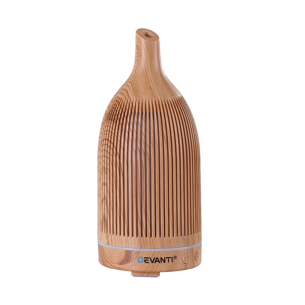 Devanti Ultrasonic Aroma Diffuser Aromatherapy 200ml LED Lights Iron Humidifier Forest Light wood grain - Image 4