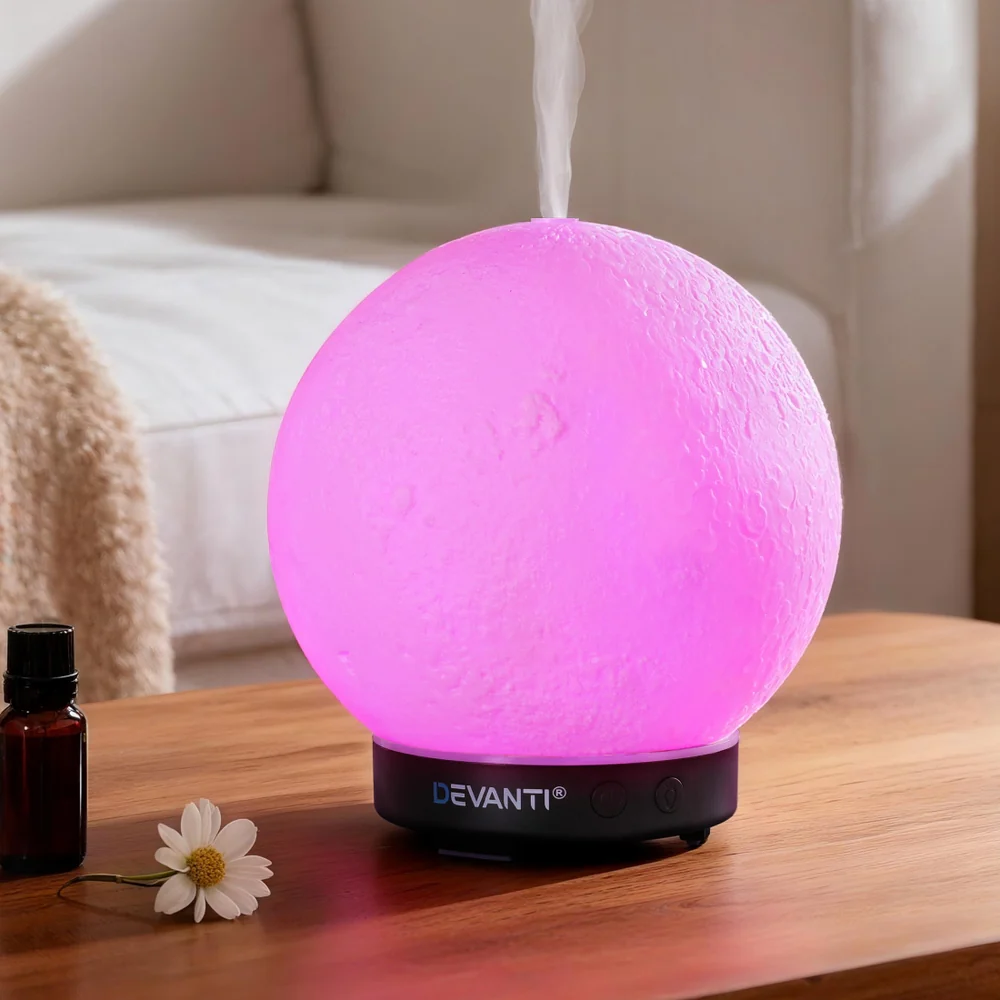 Devanti Ultrasonic Aroma Diffuser Aromatherapy Moon Lamp 200ml - Image 2