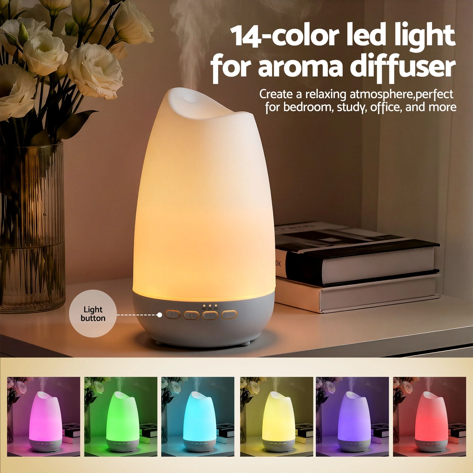 Devanti Ultrasonic Essential Oil Aroma Diffuser Aromatherapy Cool Mist Humidifier with LED Light 300ml - Image 6