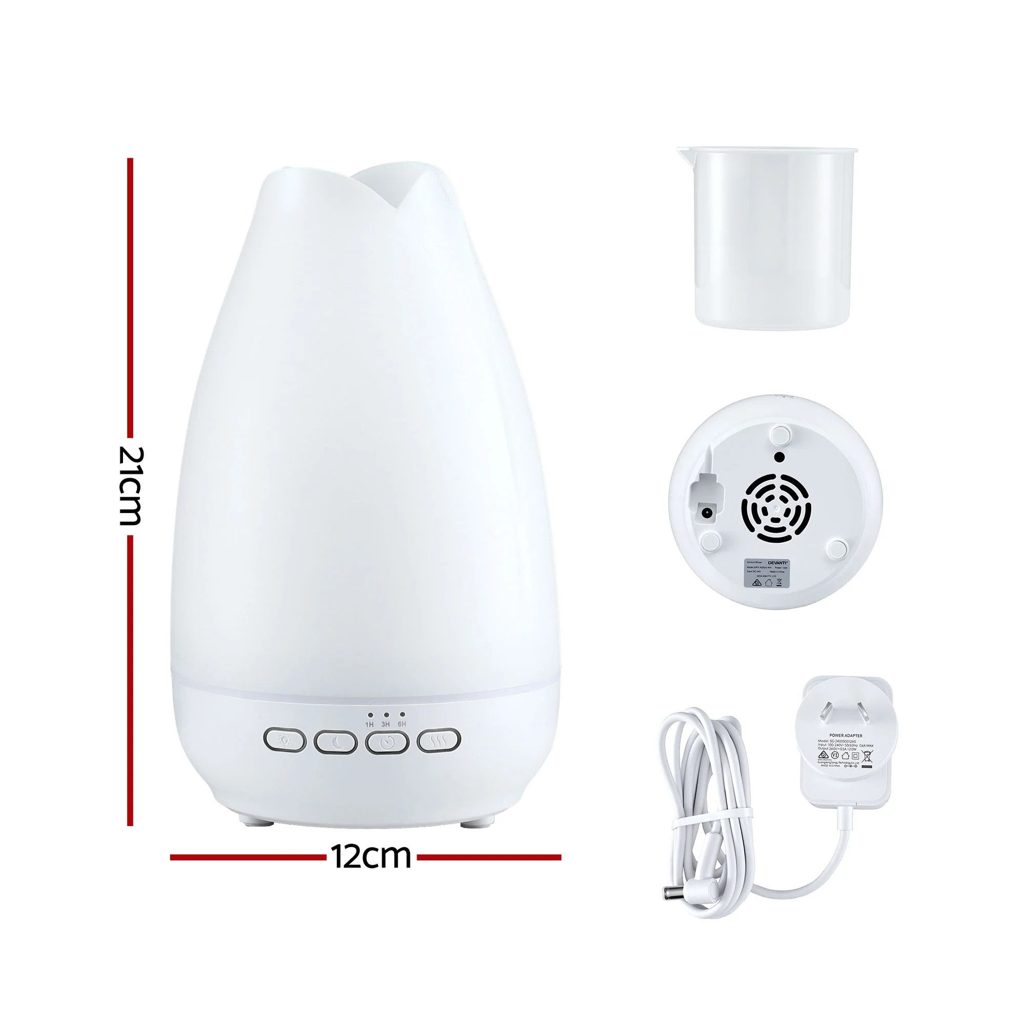 Devanti Ultrasonic Essential Oil Aroma Diffuser Aromatherapy Cool Mist Humidifier with LED Light 300ml - Image 3