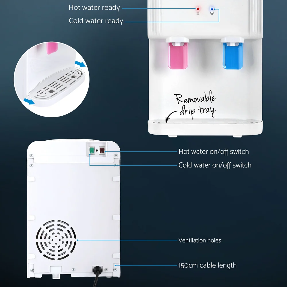 Devanti Water Cooler Dispenser Bench Top White - Image 4