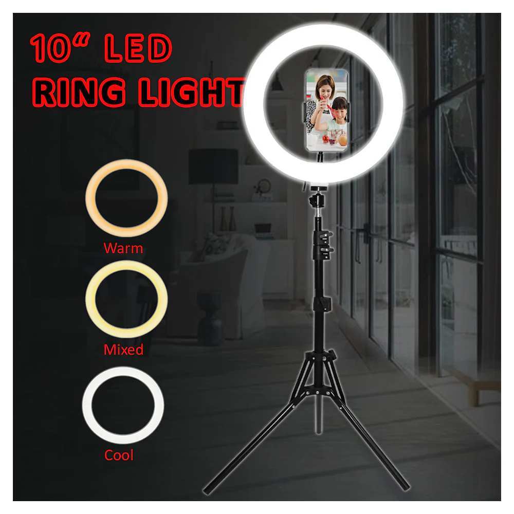 Dimmable 13W LED Ring Light Mount with Tripod Stand - Image 2