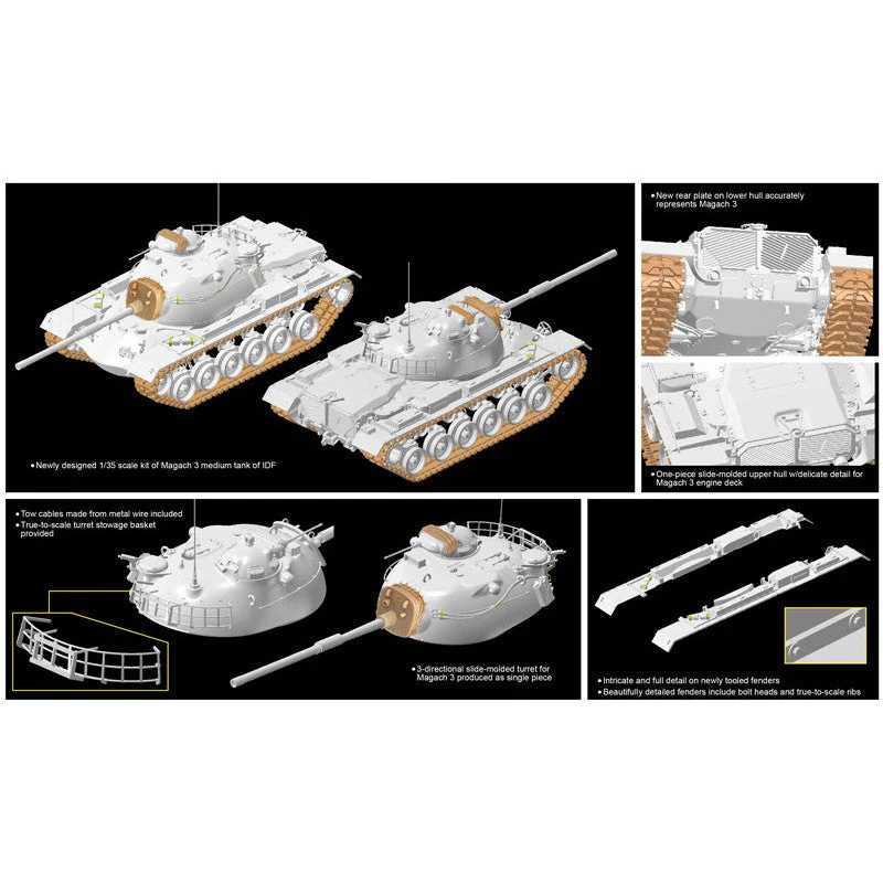 Dragon Models 1/35 IDF Magach 3 Plastic Model Kit - Image 4
