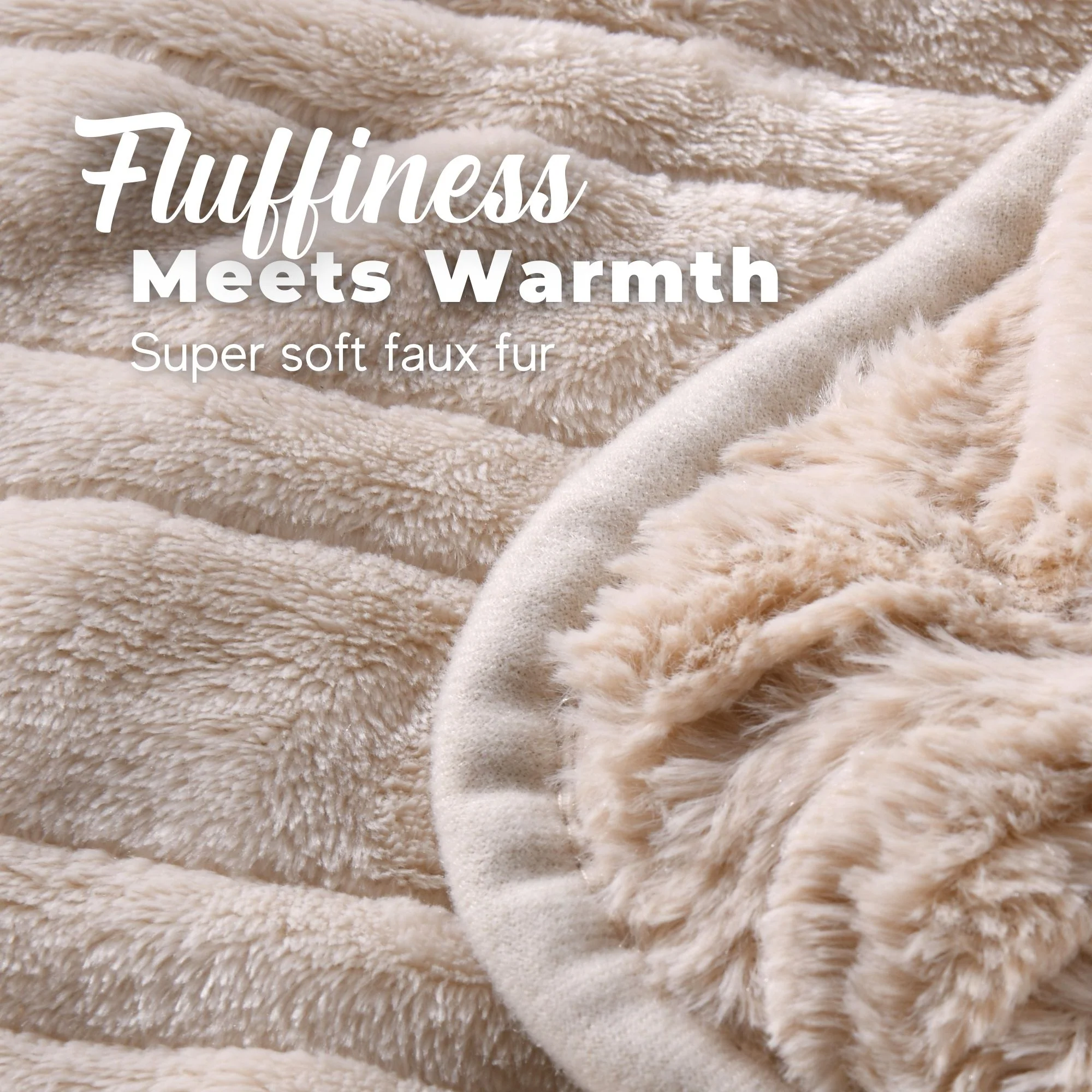 Dreamaker 500gsm Faux Fur Electric Heated Throw Blanket [130x160cm] (Natural) - Image 4
