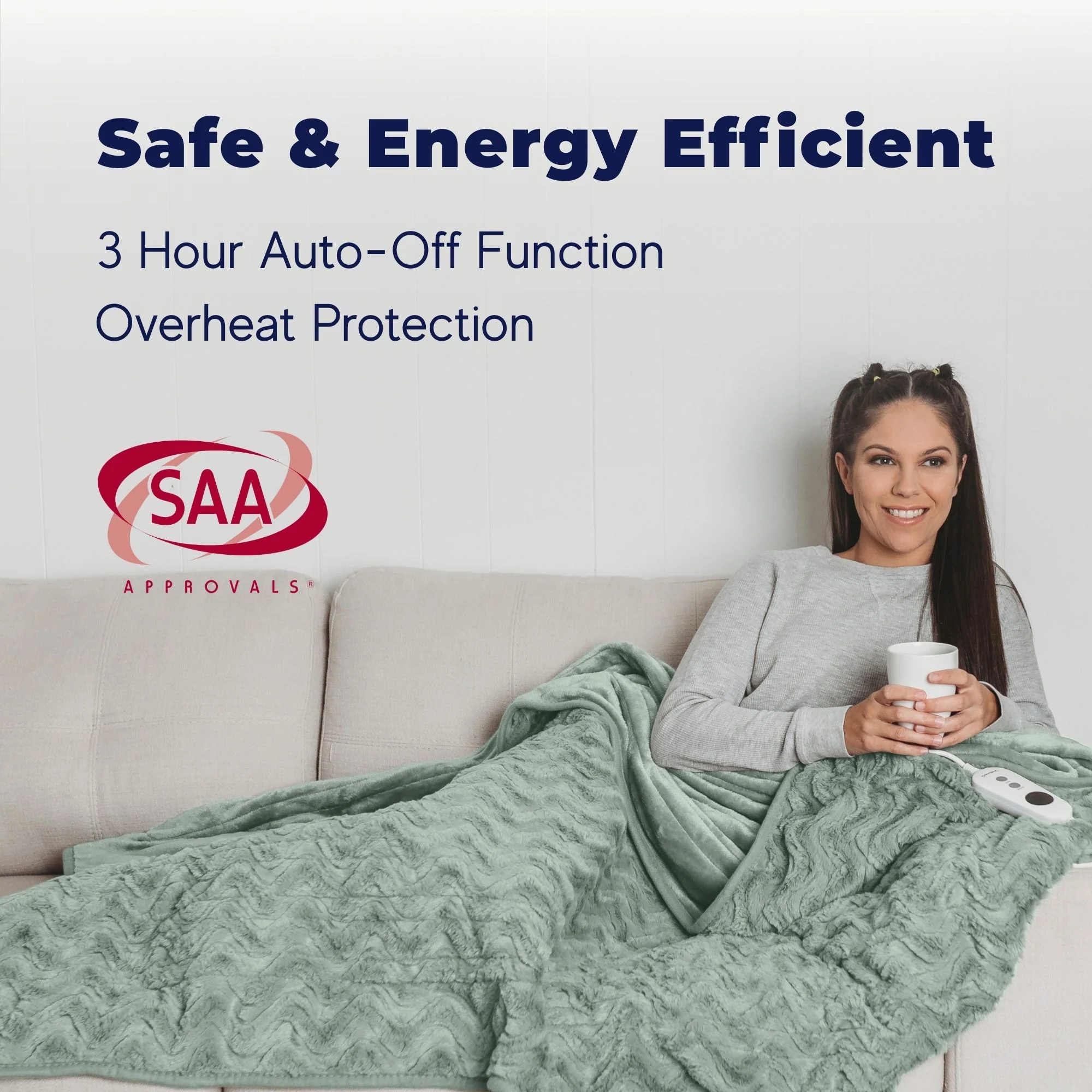 Dreamaker 500gsm Faux Fur Electric Heated Throw Blanket [180x200cm] (Leaf) - Image 5