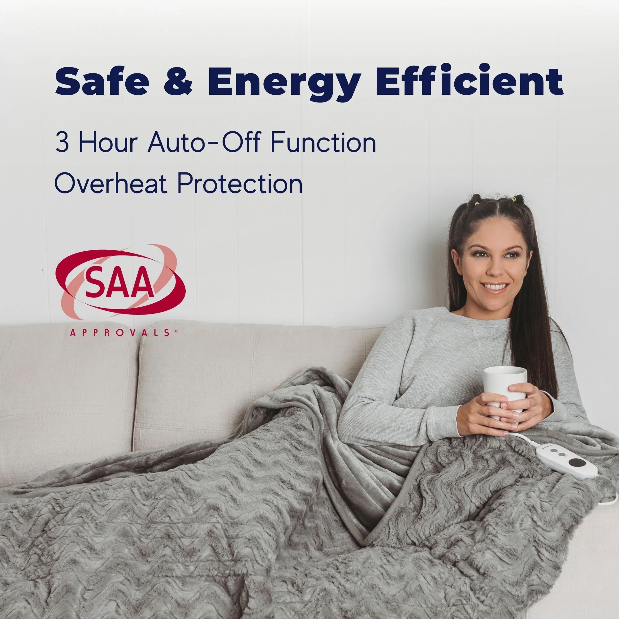 Dreamaker 500gsm Faux Fur Electric Heated Throw Blanket [180x200cm] (Silver) - Image 5