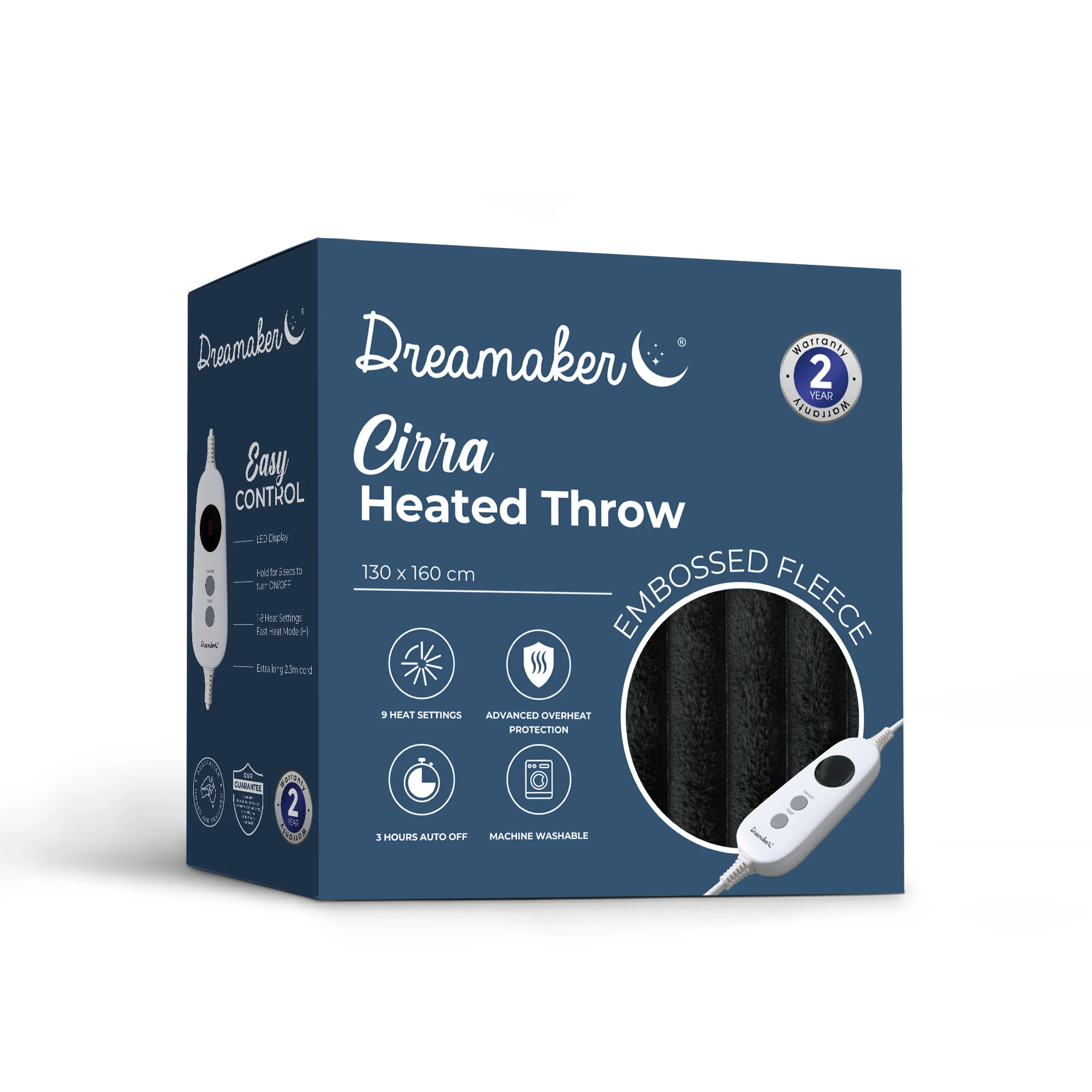 Dreamaker Cirra Chunky Embossed Fleece Heated Throw [130x160cm] (Charcoal) - Image 7