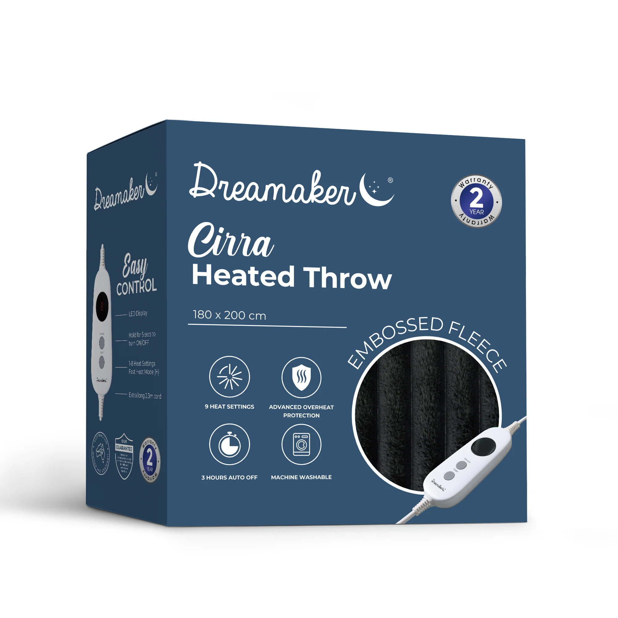 Dreamaker Cirra Chunky Embossed Fleece Heated Throw [180x200cm] (Charcoal) - Image 7