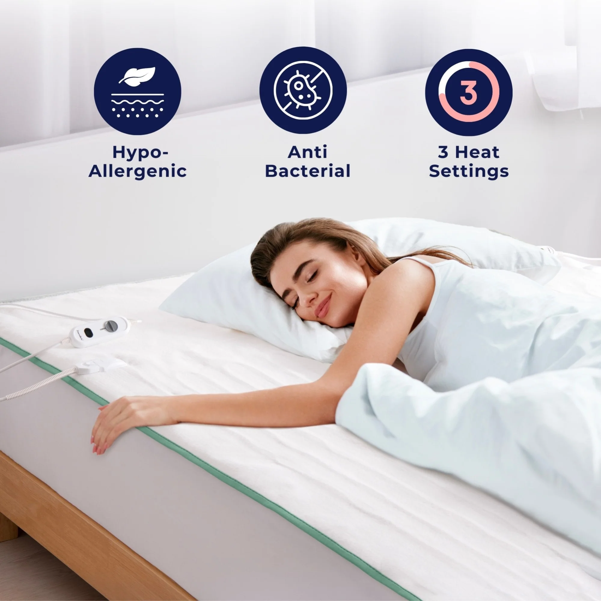Dreamaker Classic Allergy Sensitive Antimicrobial Electric Blanket [Single] - Image 3