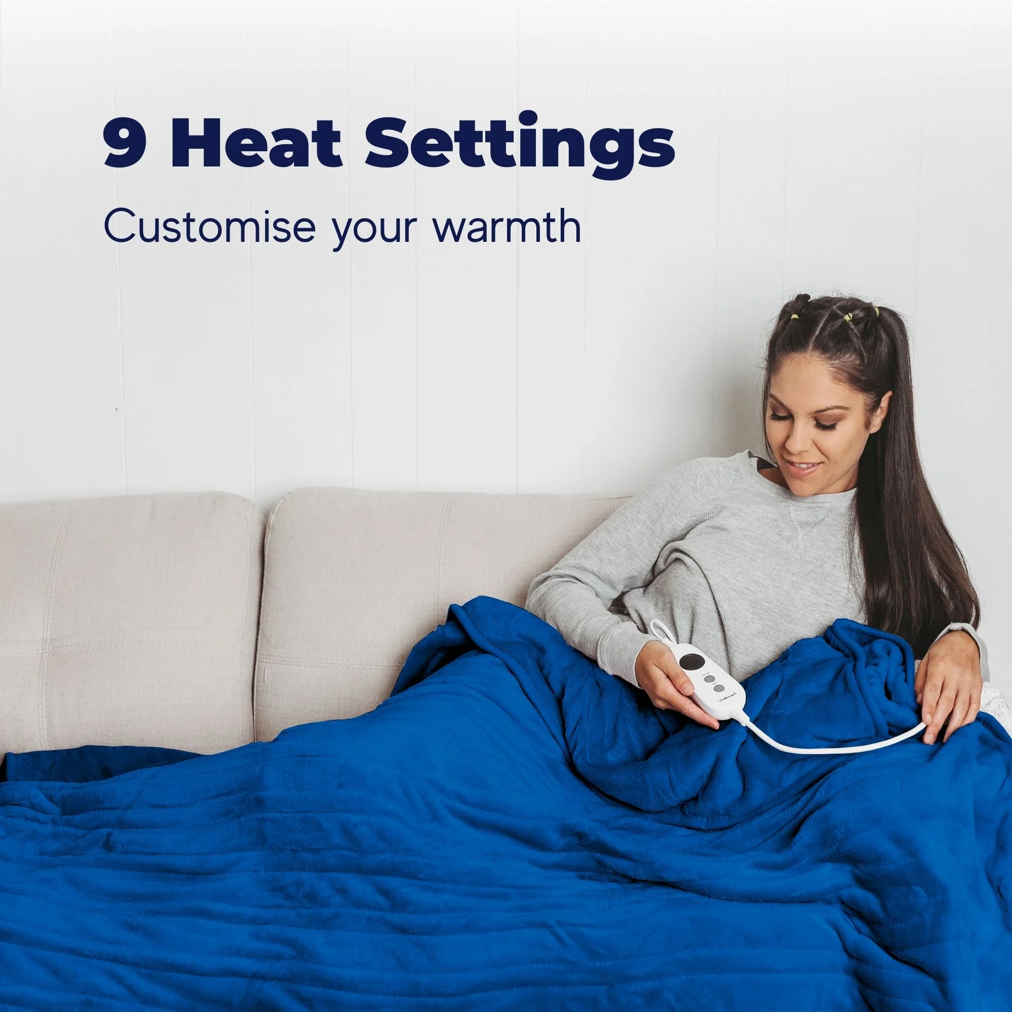 Dreamaker Coral Fleece Electric Heated Throw Blanket [130x160cm] (Classic Blue) - Image 10