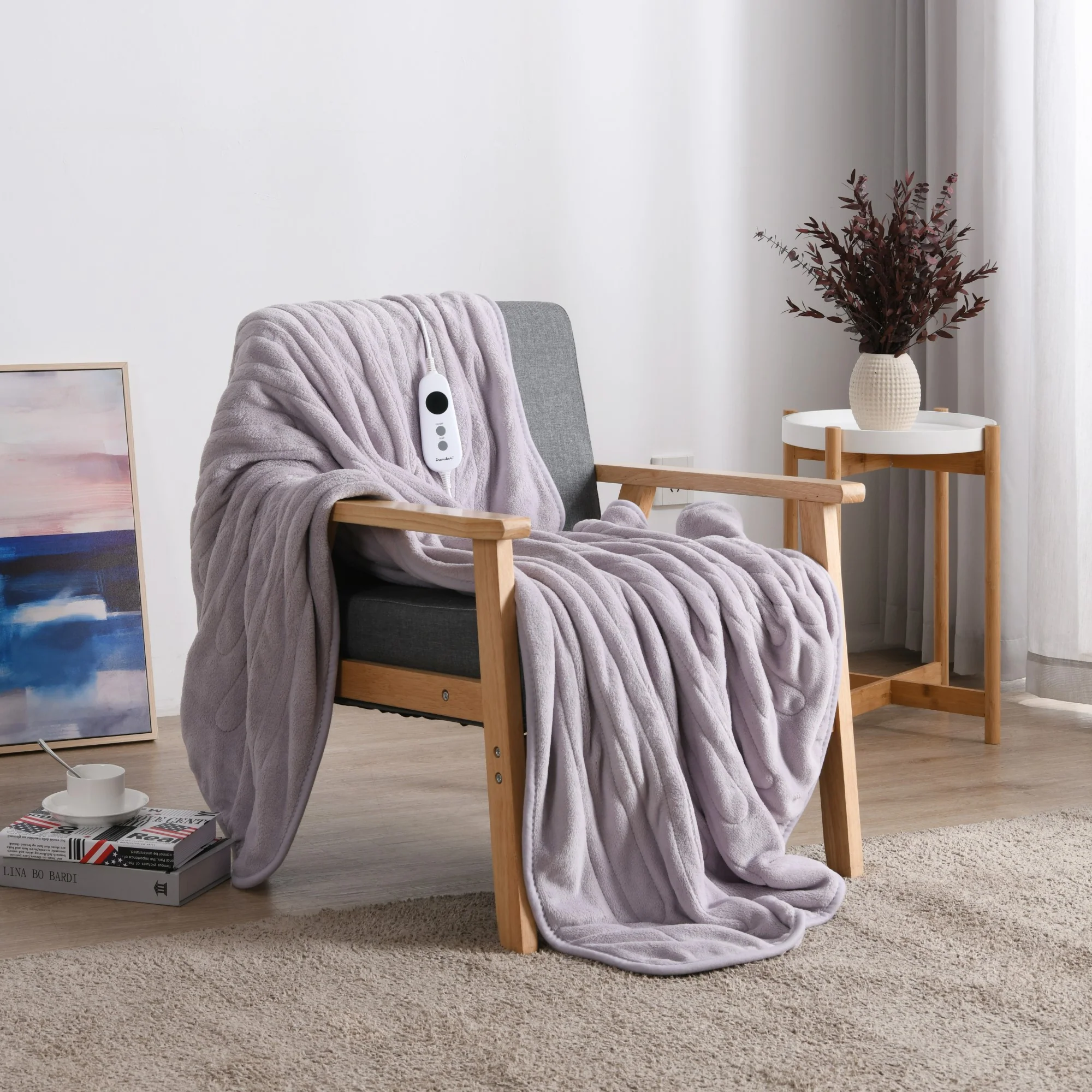 Dreamaker Coral Fleece Electric Heated Throw Blanket [130x160cm] (Lavender) - Image 2