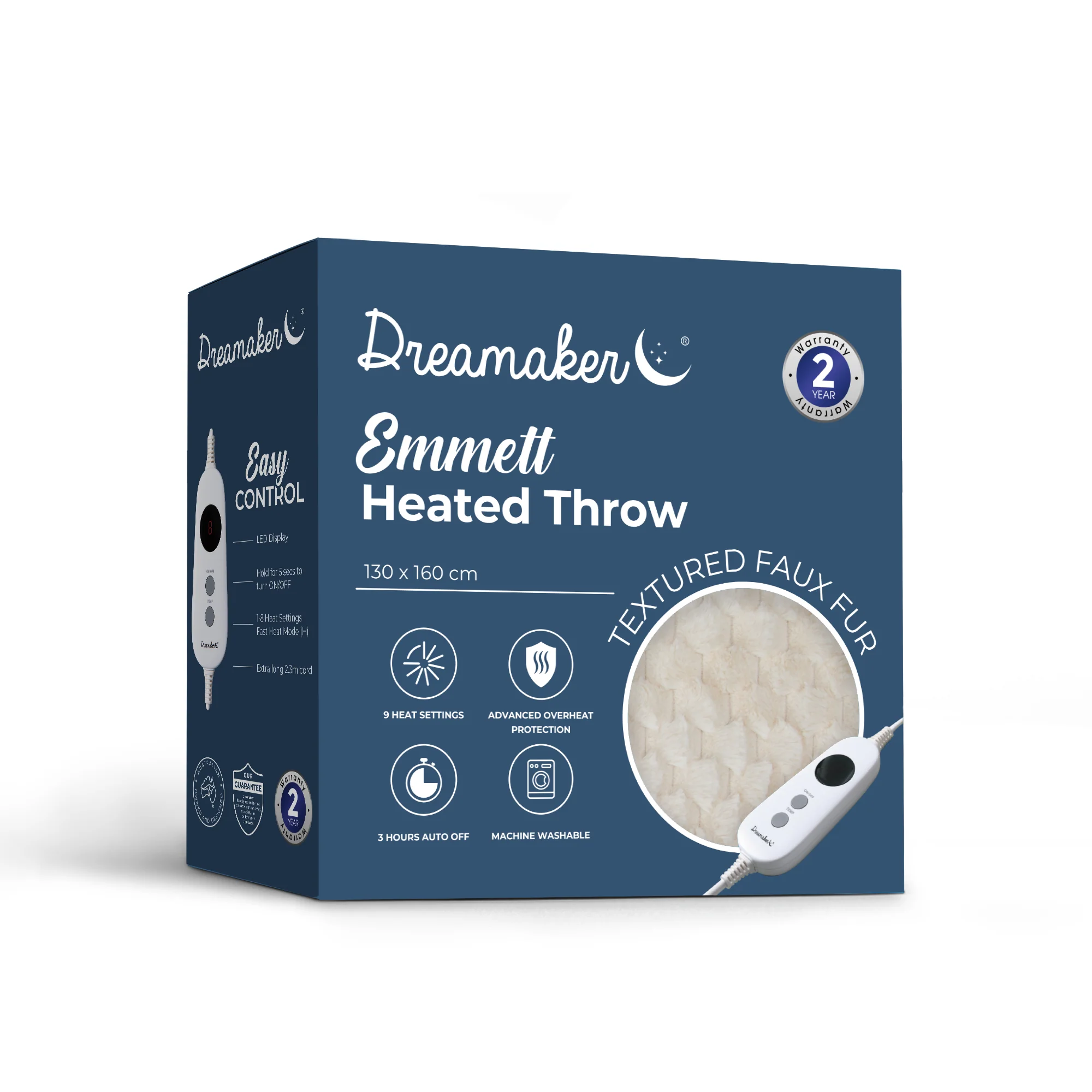 Dreamaker Emmett Textured Faux Fur Heated Throw [130x160cm] (Cream) - Image 8