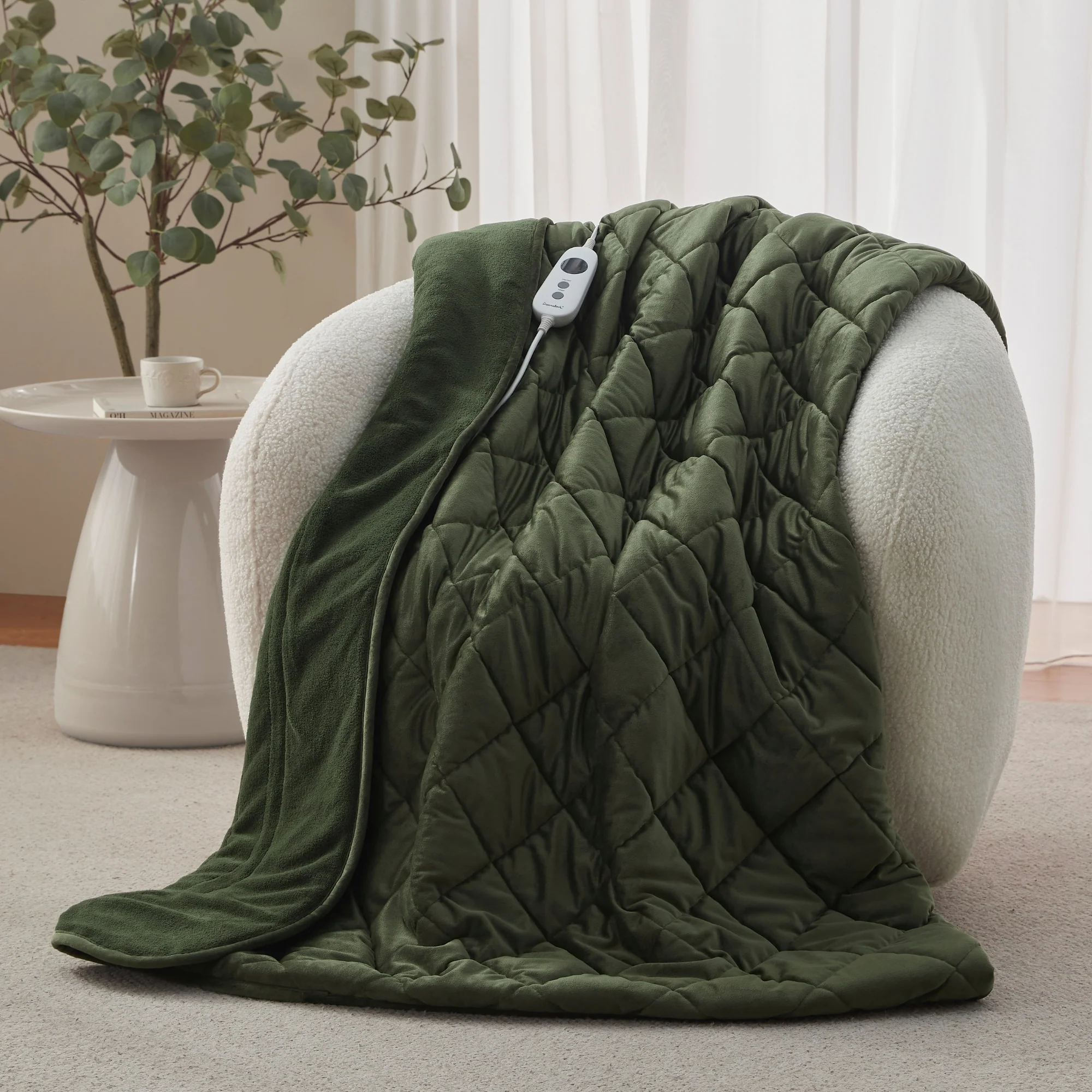 Dreamaker Haven Velvet Heated Throw [130x160cm] (Olive) - Image 2